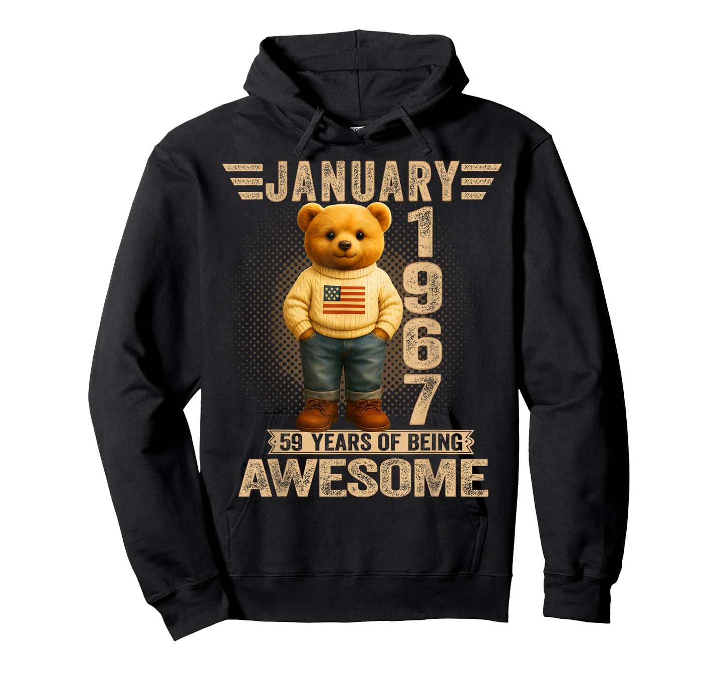 59 Year Old January 1967 Teddy Bear 59th Birthday Men Women T-Shirt