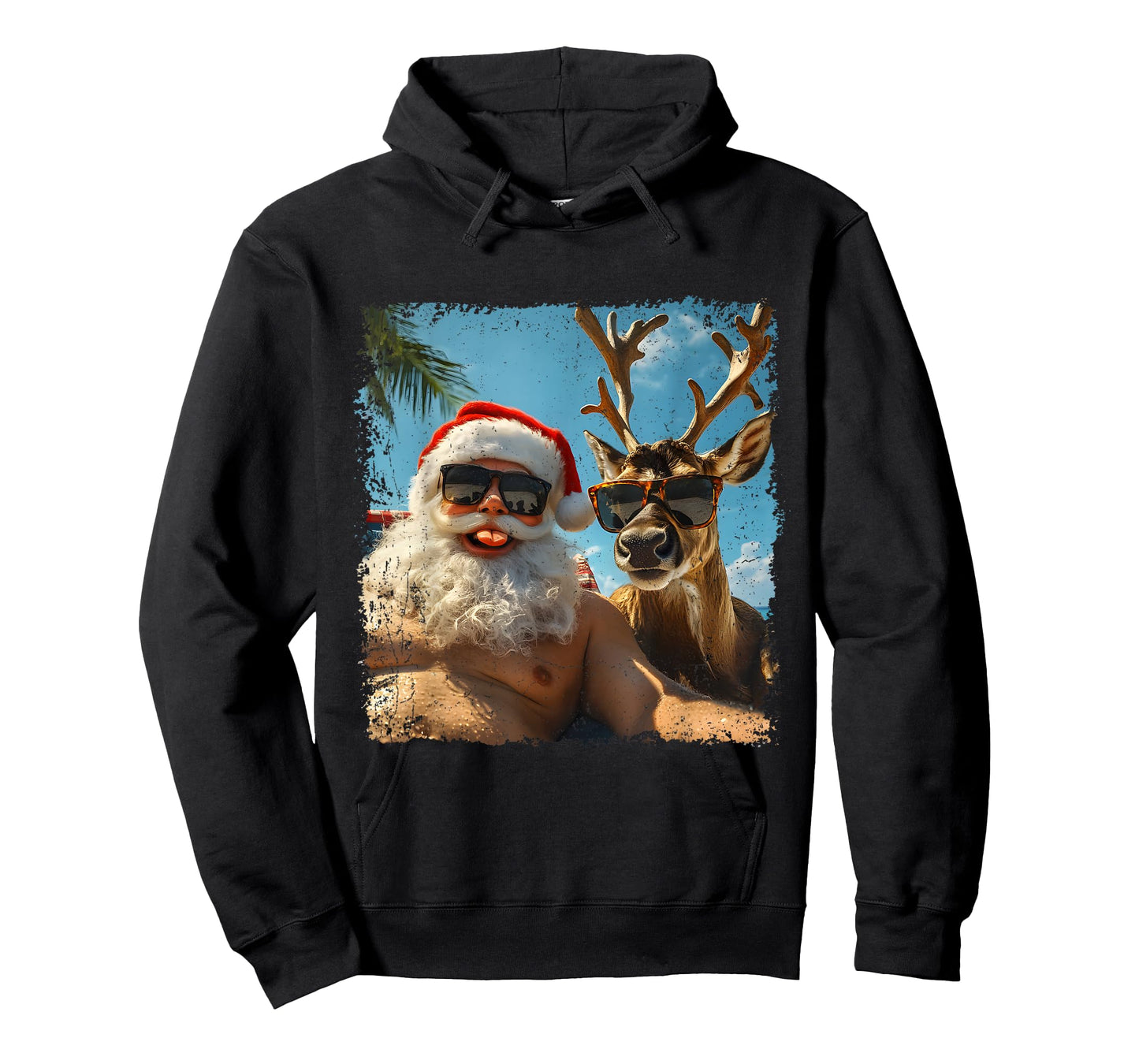 Santa and Reindeer Selfie Funny Christmas Vacation T-Shirt