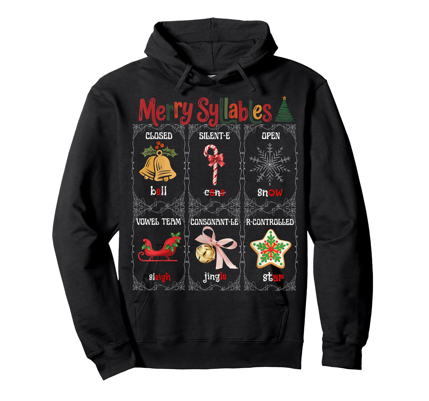 Merry Syllables Teacher Funny Christmas Educational Kids T-Shirt