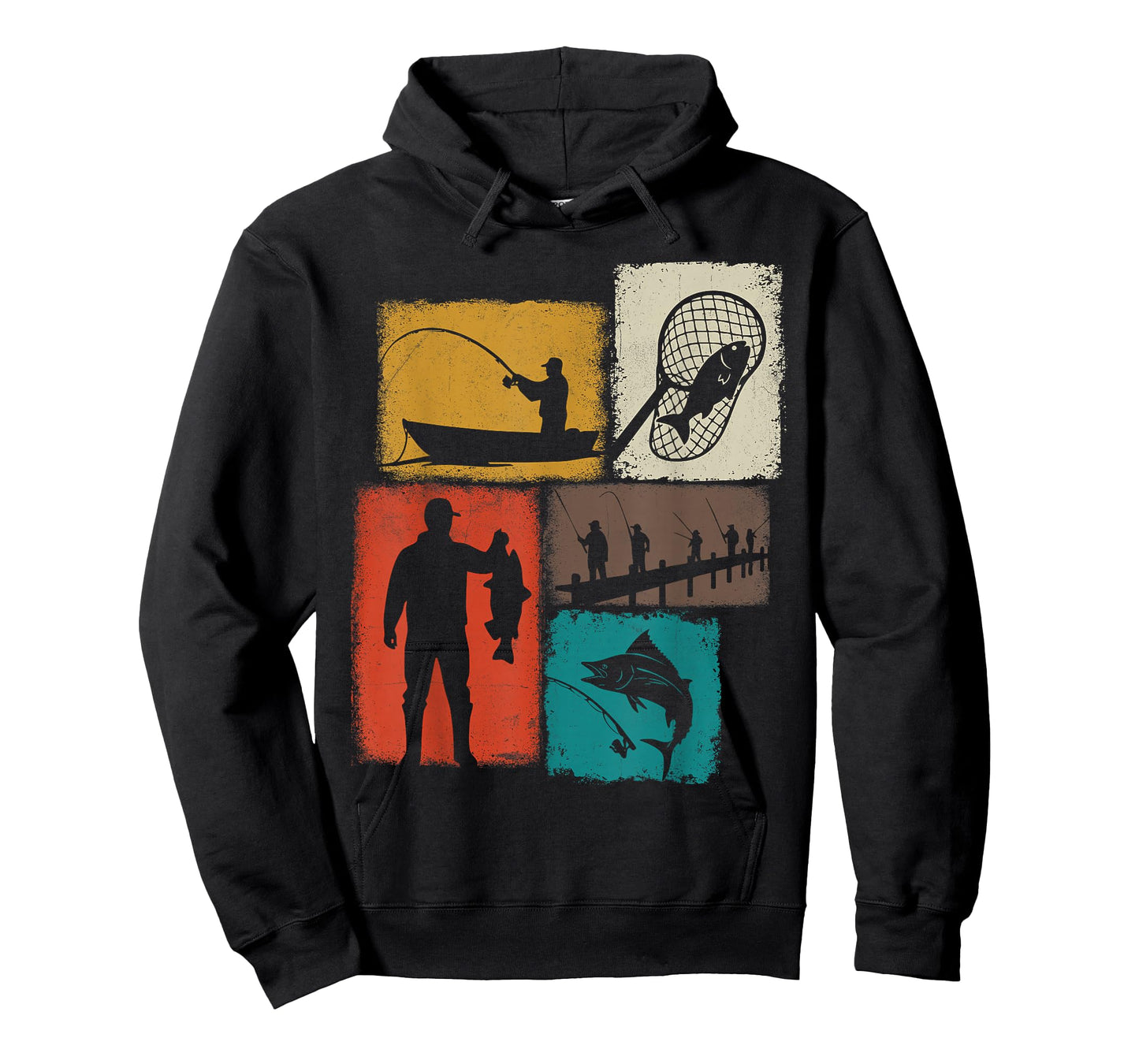 Fisherman Vintage Collage Fishing Men Fisher Dad T-Shirt