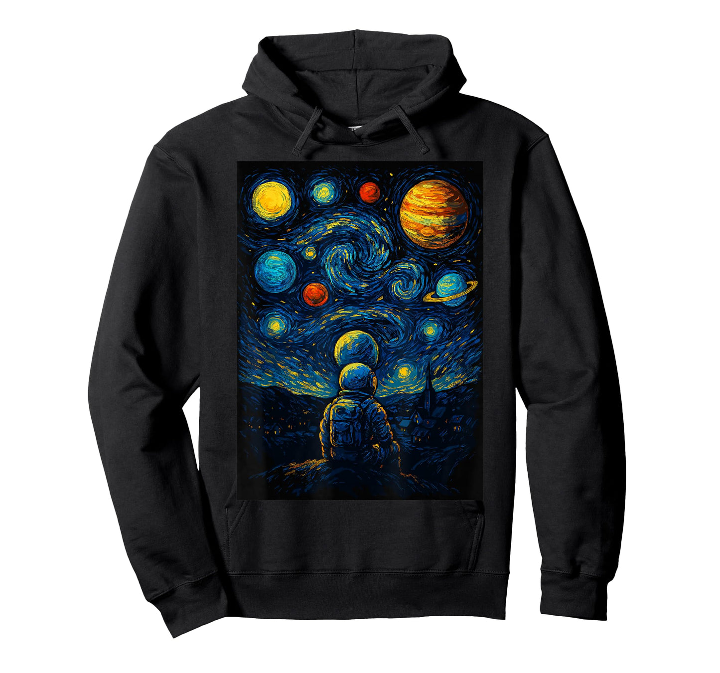 Starry Night Astronaut Van Gogh Space Art Galaxy Planets T-Shirt