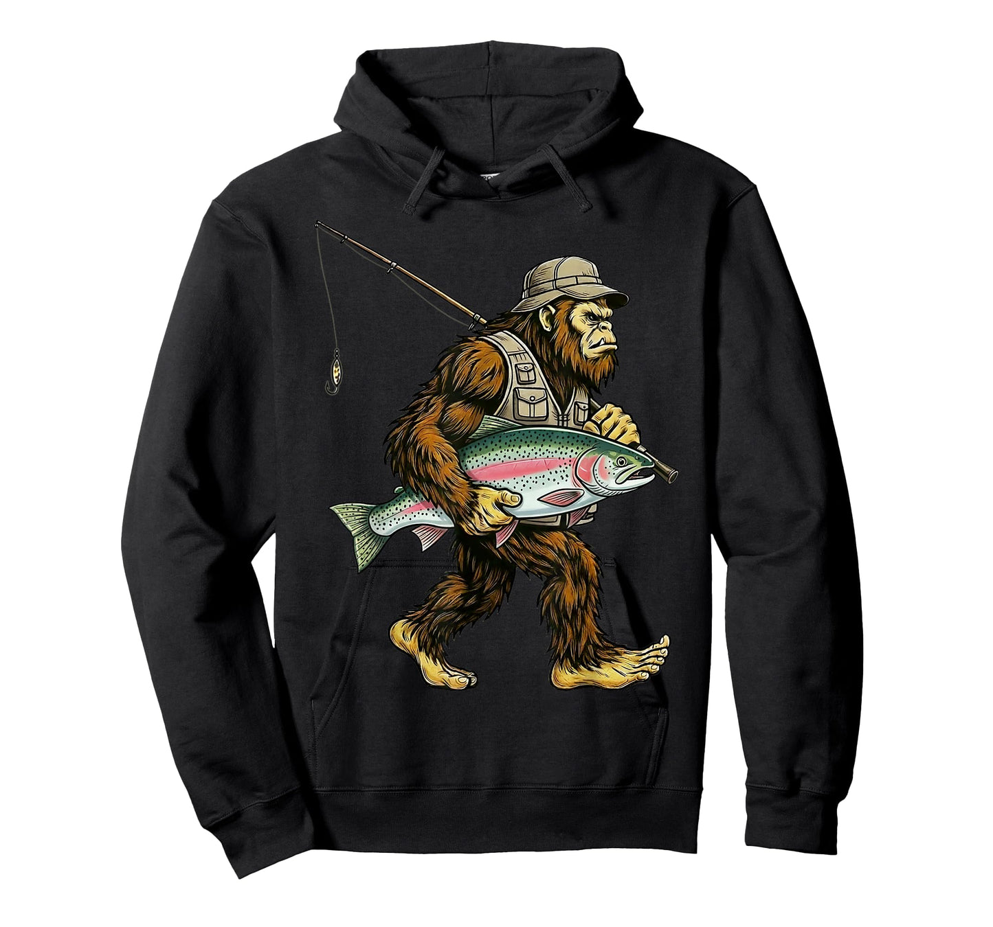 Rainbow Trout Bigfoot Fisherman River Fishing Sasquatch T-Shirt