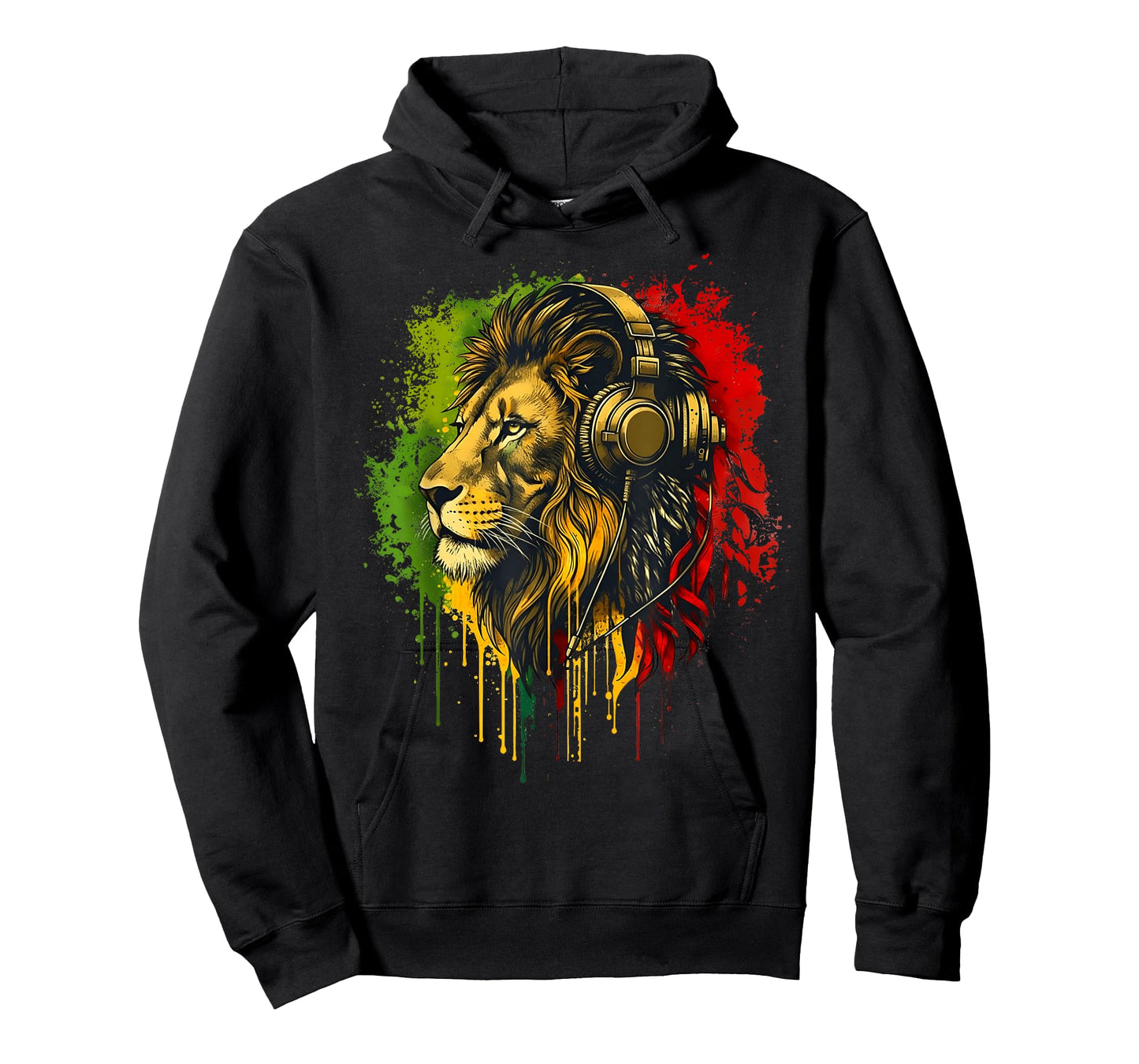 Rasta Reggae Music Headphones Jamaican Lion of Judah T-Shirt