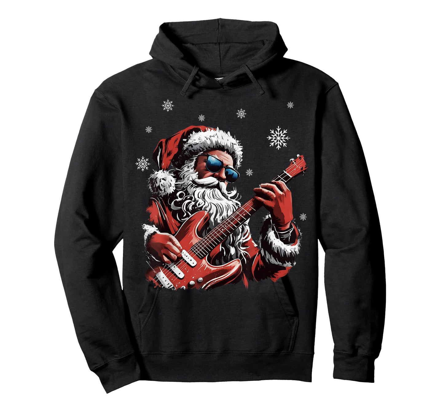 Funny Christmas Rock Santa Claus Playing Guitar Men Boy Kid T-Shirt