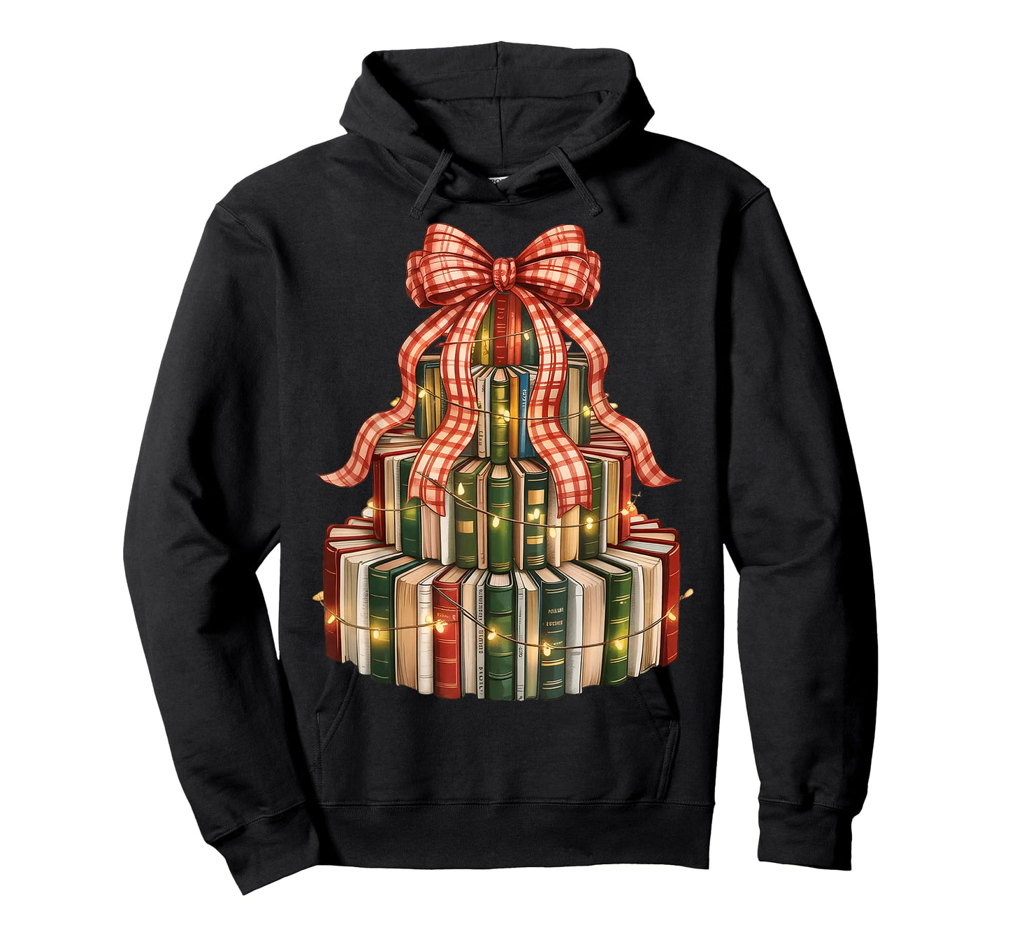 Coquette Christmas Book Tree Xmas Lights Librarian Teacher T-Shirt