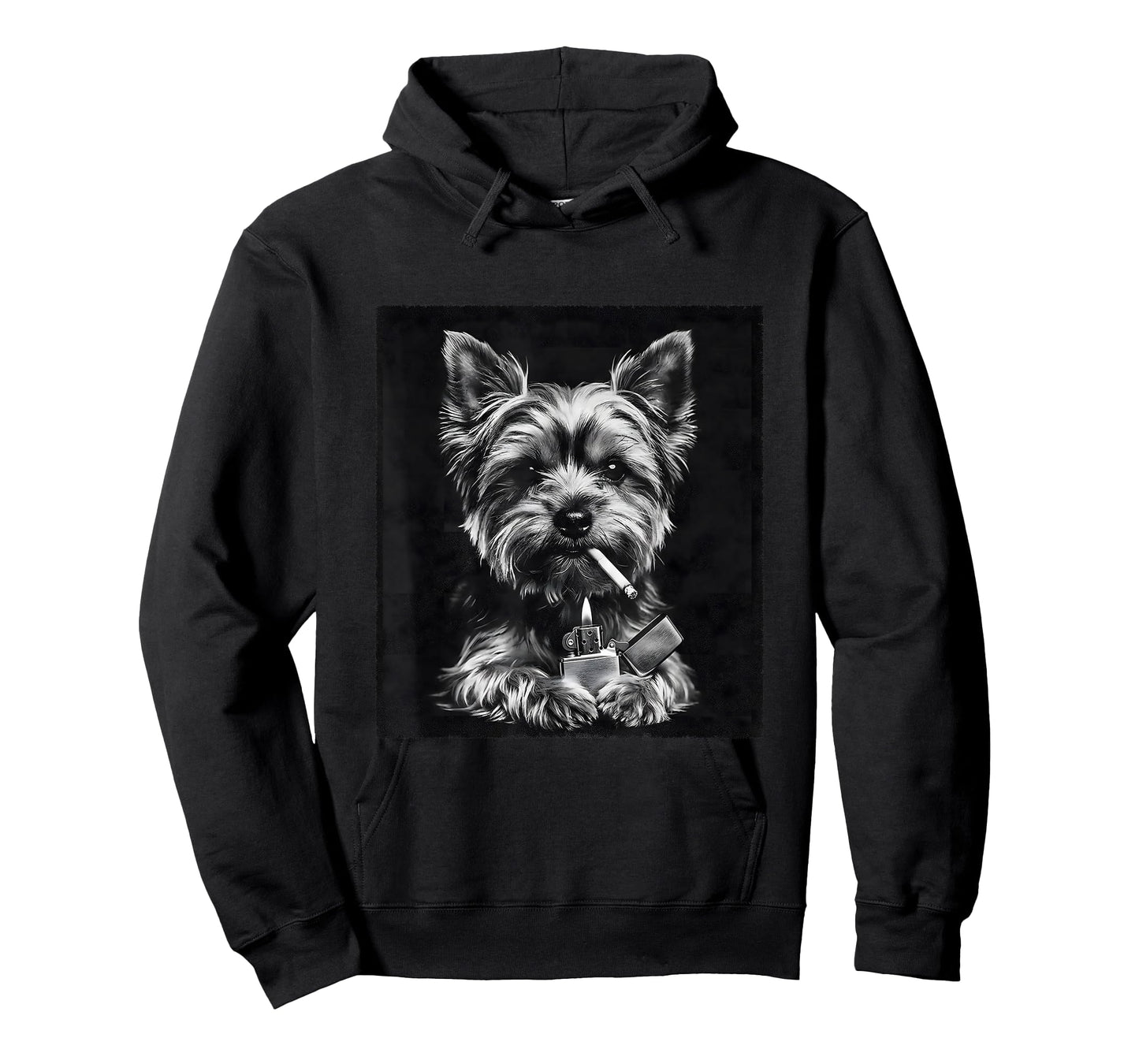 Yorkie Smoking Cigarette Funny Dog Photography Meme T-Shirt