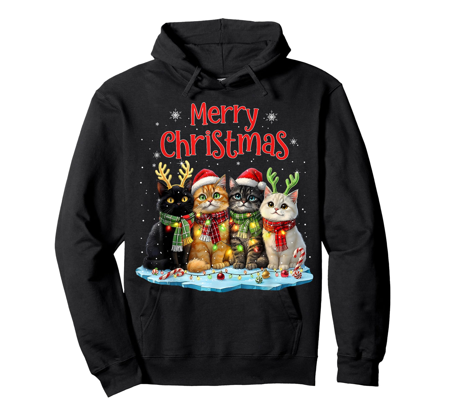 Cute Christmas Cats Funny Xmas Holiday Kitten Lover Graphic T-Shirt