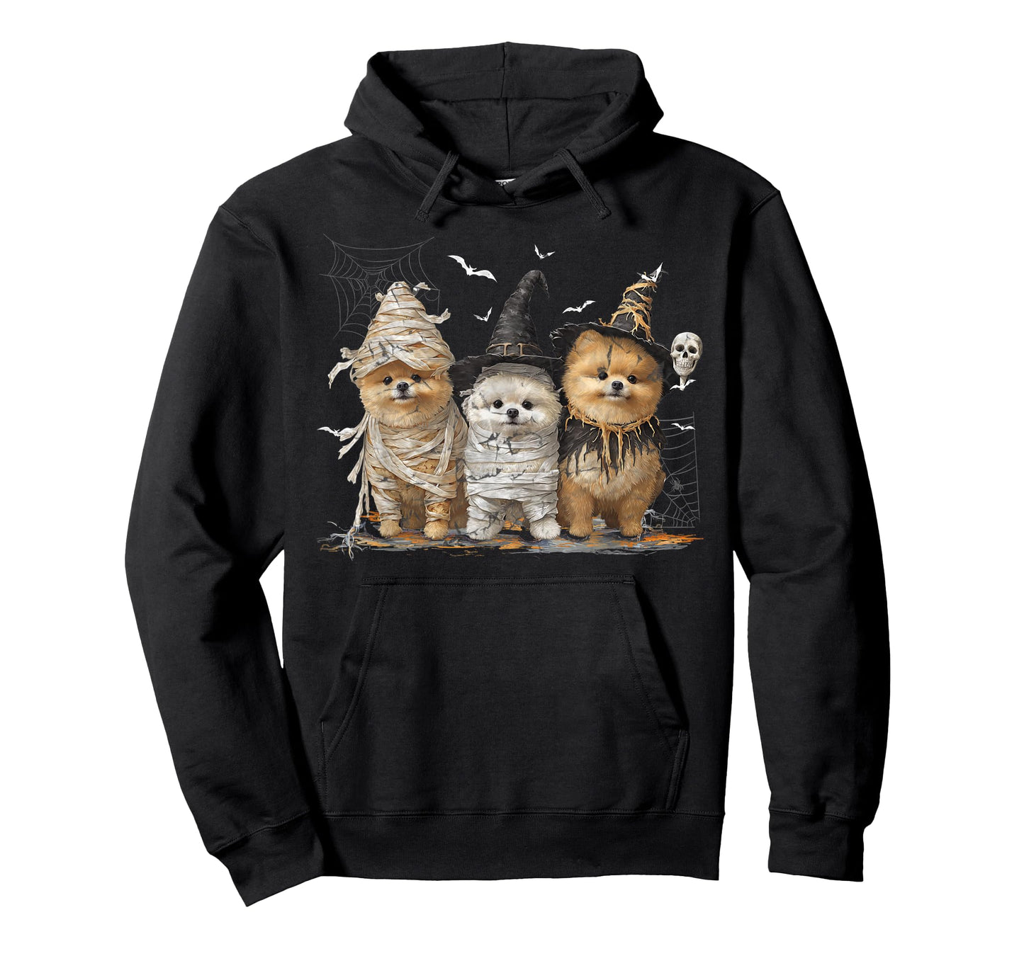 Cute Pomeranian Dog Dressed Ghost Funny Halloween T-Shirt