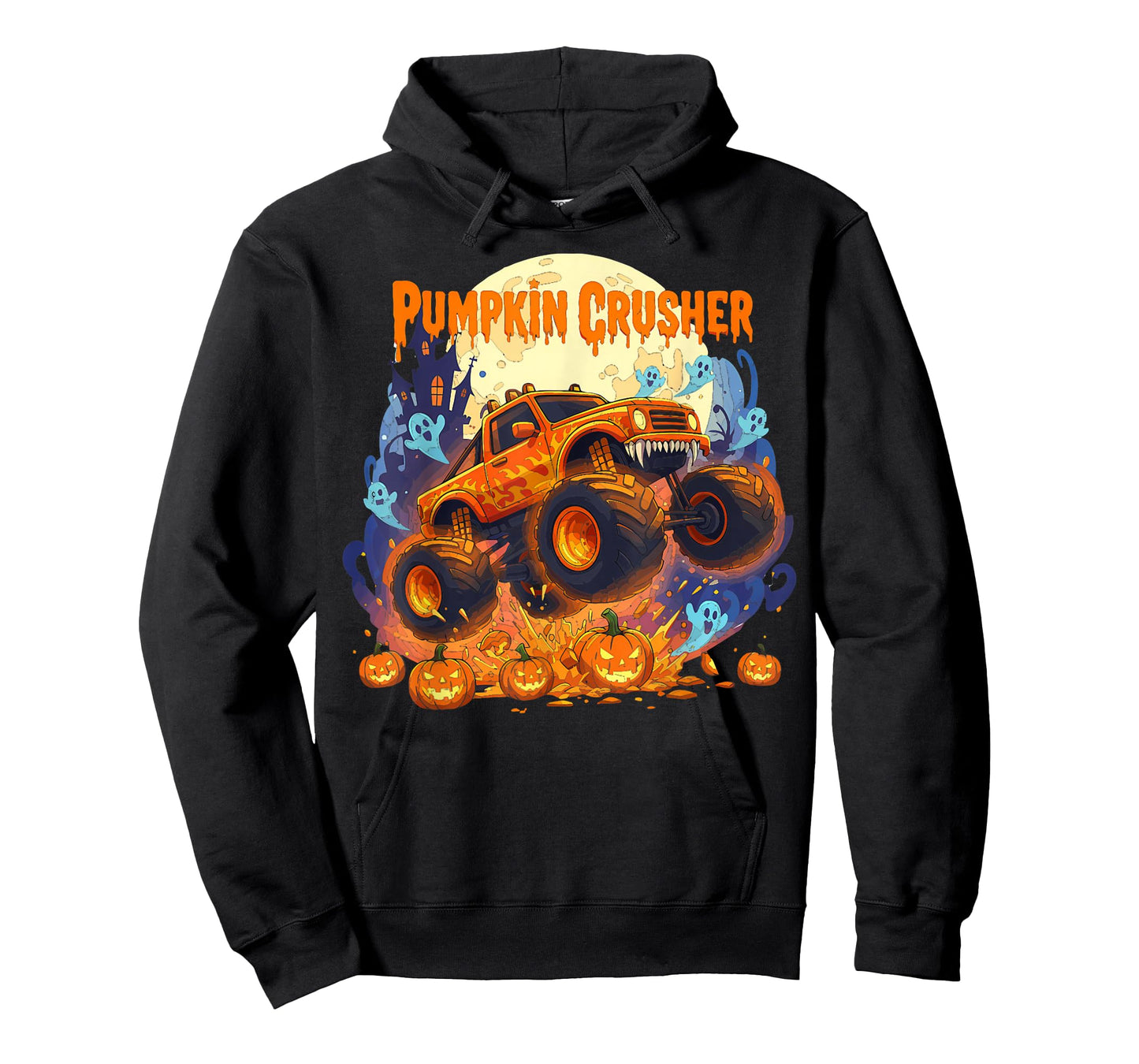 Pumpkin Crusher Monster Truck Ghosts Halloween for Boys T-Shirt