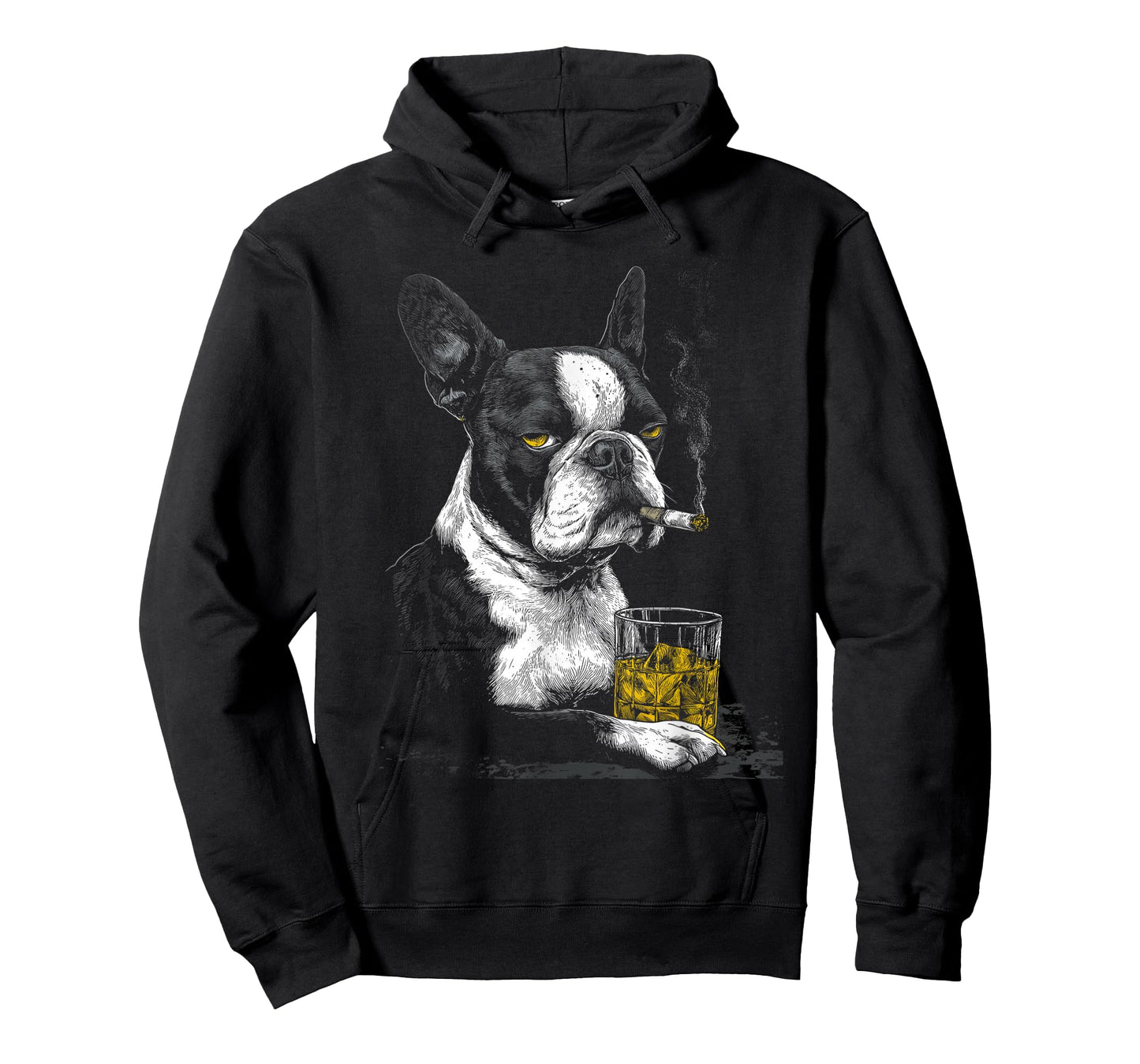 Boston Terrier Smoking Cigarette Whisky Lover Funny Dog T-Shirt