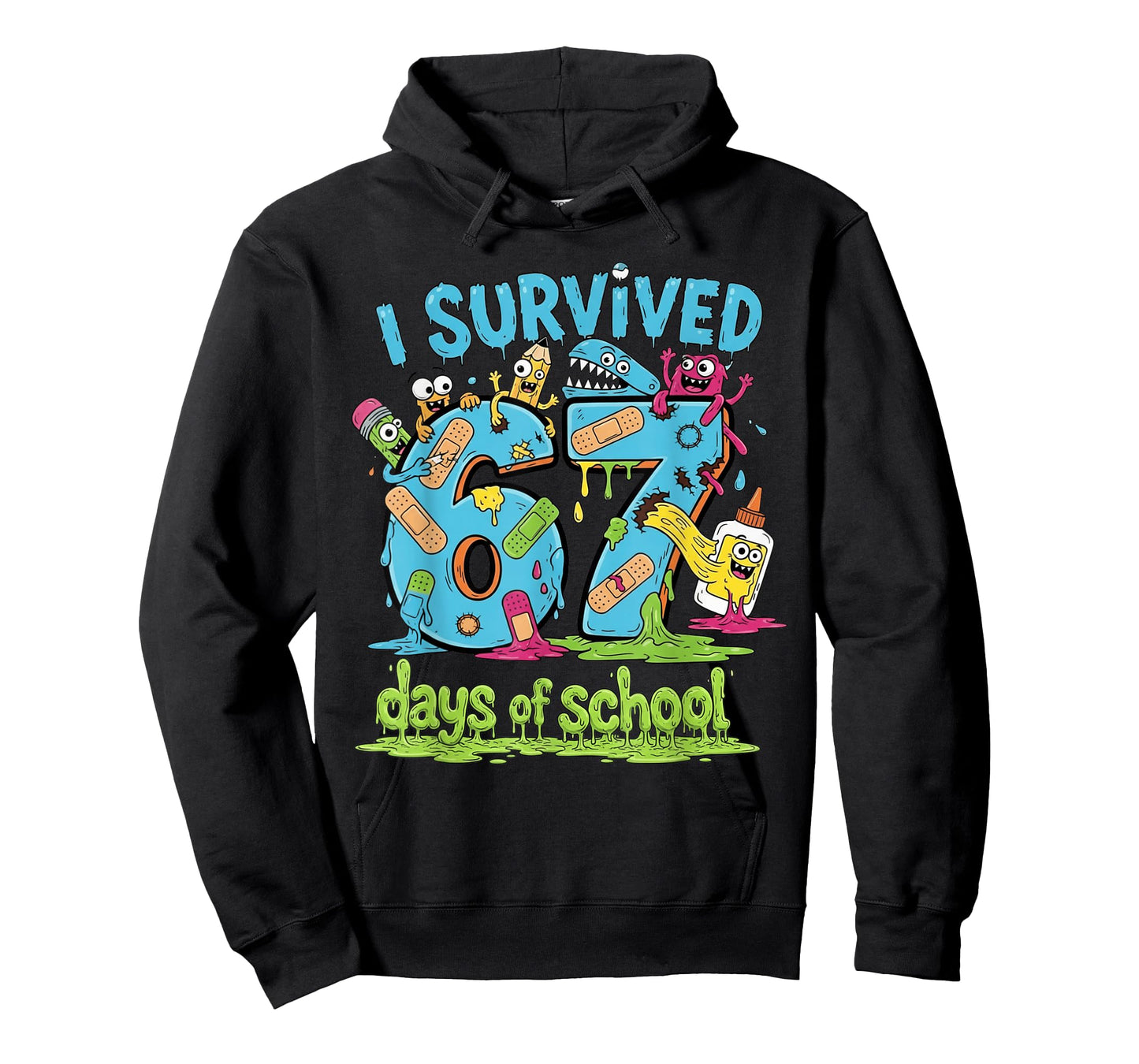 I Survived 67 Days of School Teachers Students Monster T-Shirt