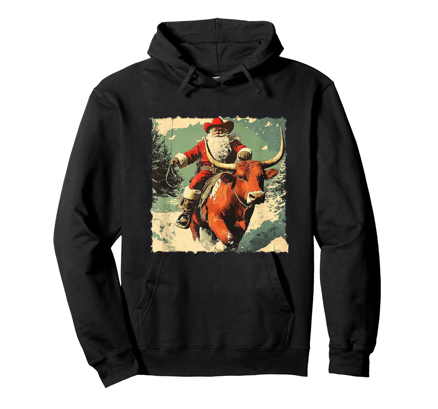 Cowboy Santa Riding a Longhorn – Vintage Western Christmas T-Shirt