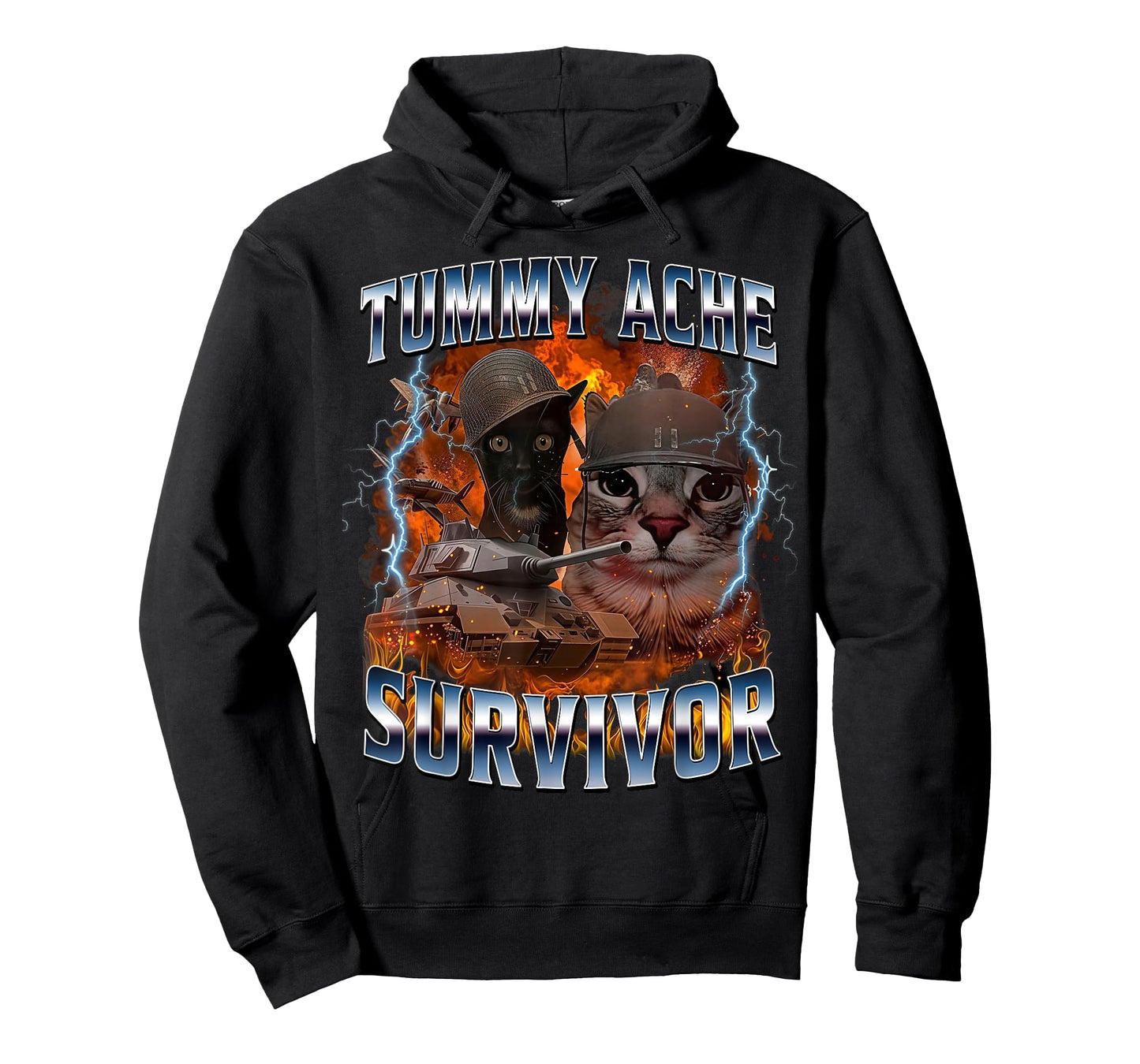 I Survived Today's Tummy Ache Funny Silly Cat Meme T-Shirt