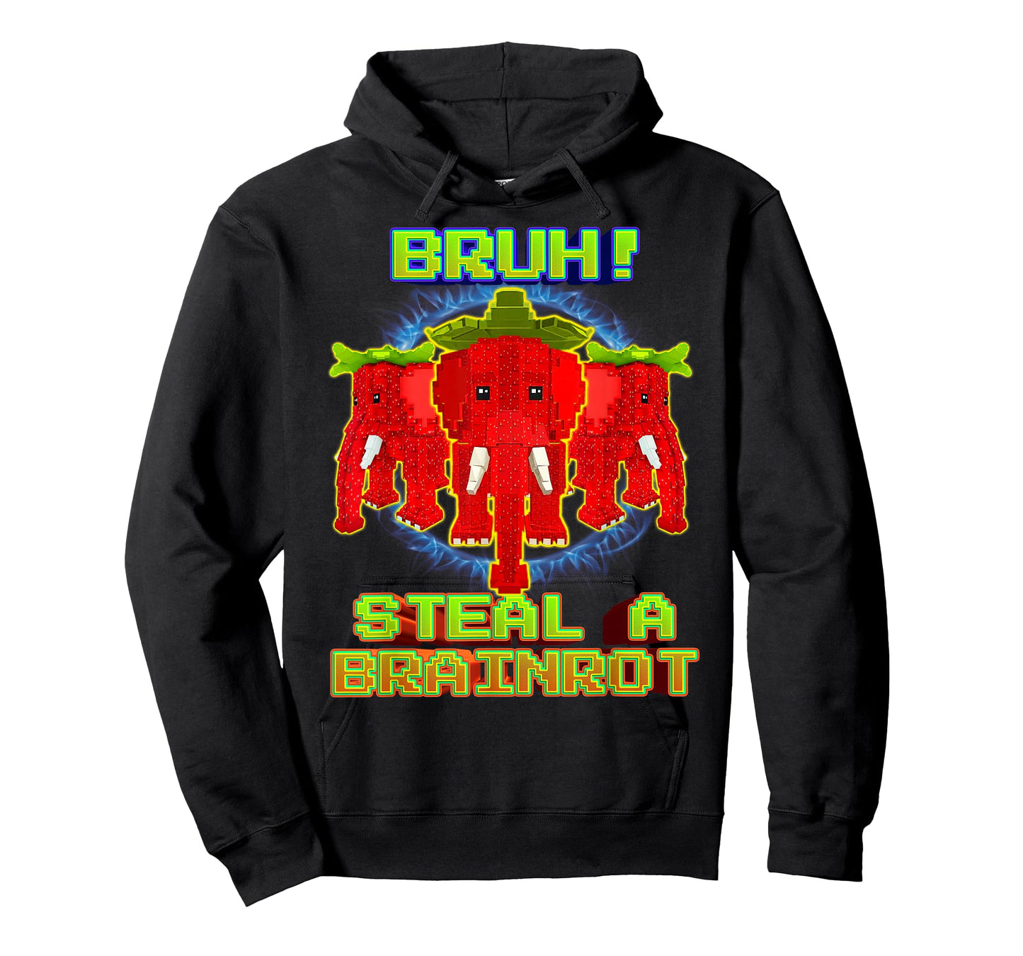 Bruh Funny Strawberry Elephant Brainrot for Boys Kids Teens T-Shirt