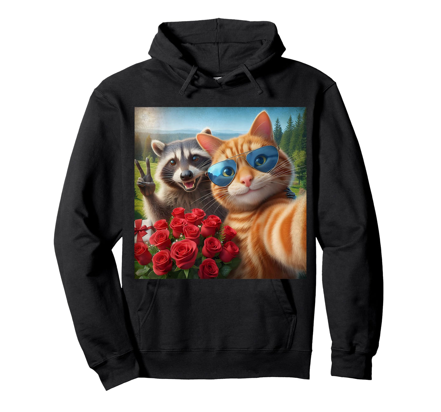 Funny Valentine Cat Raccoon Selfie Love Meme T-Shirt