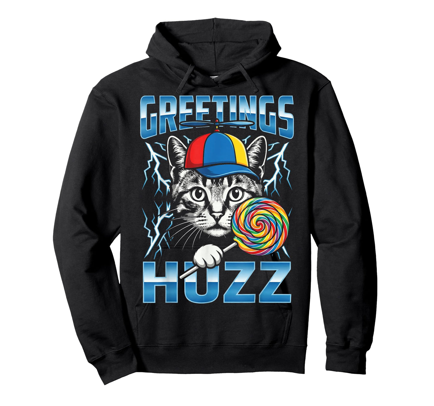 Greetings Huzz Meme Brainrot Cat Funny Gen Z Alpha Slang T-Shirt