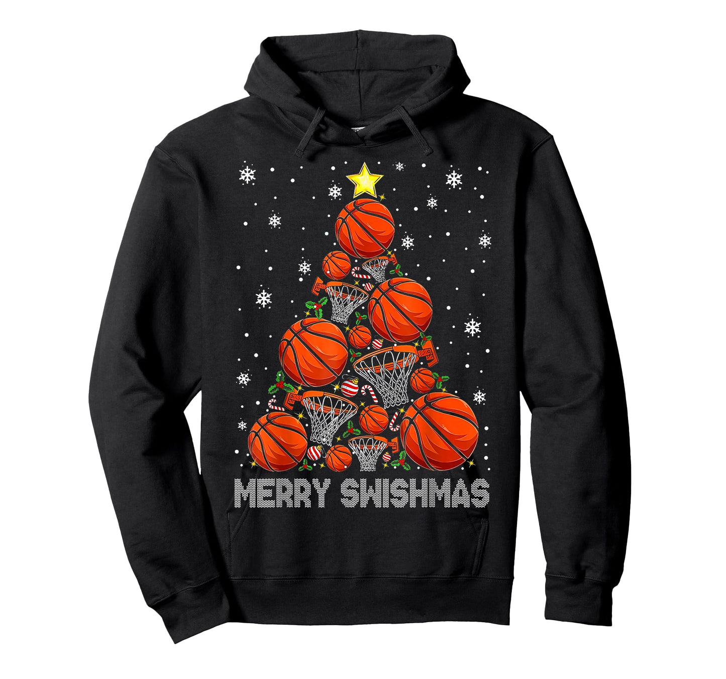 Merry Swishmas Basketball Christmas Tree Xmas Men Boys Kids T-Shirt