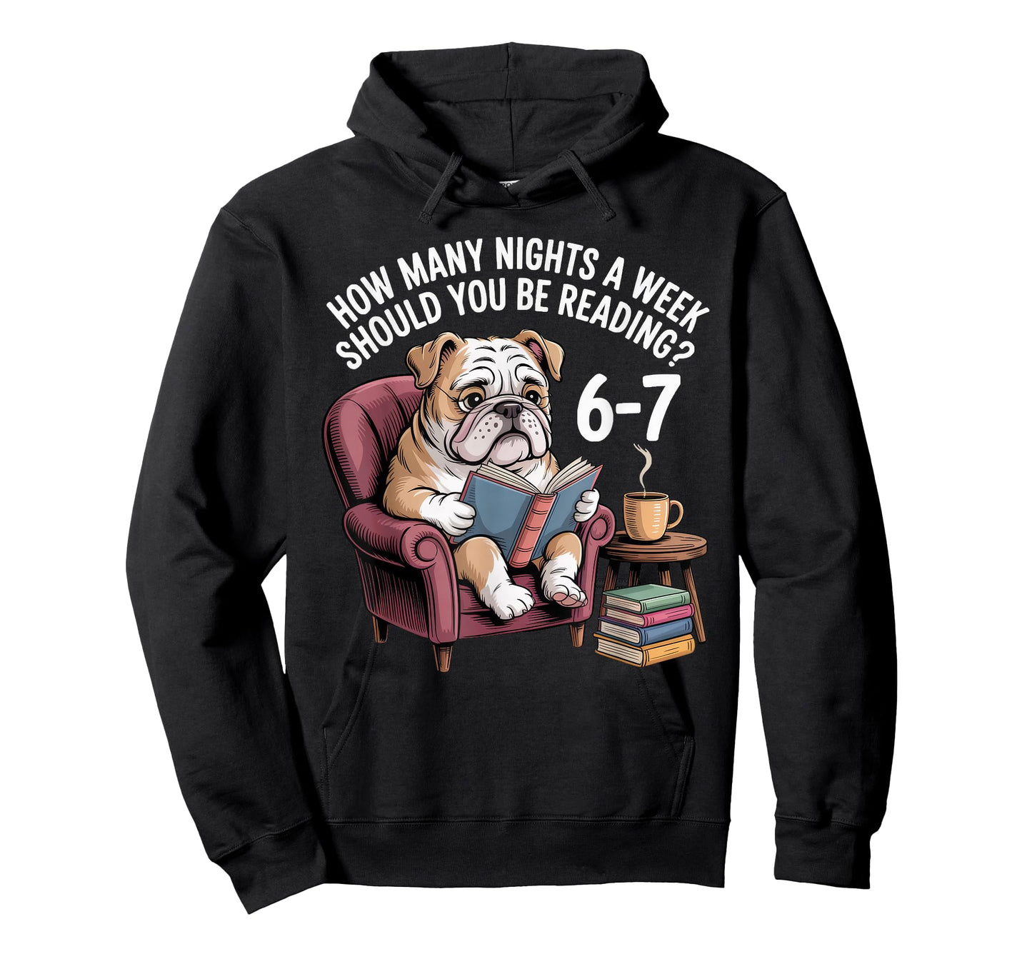 Funny English Bulldog Dog Reading Book 67 Six Seven Meme T-Shirt