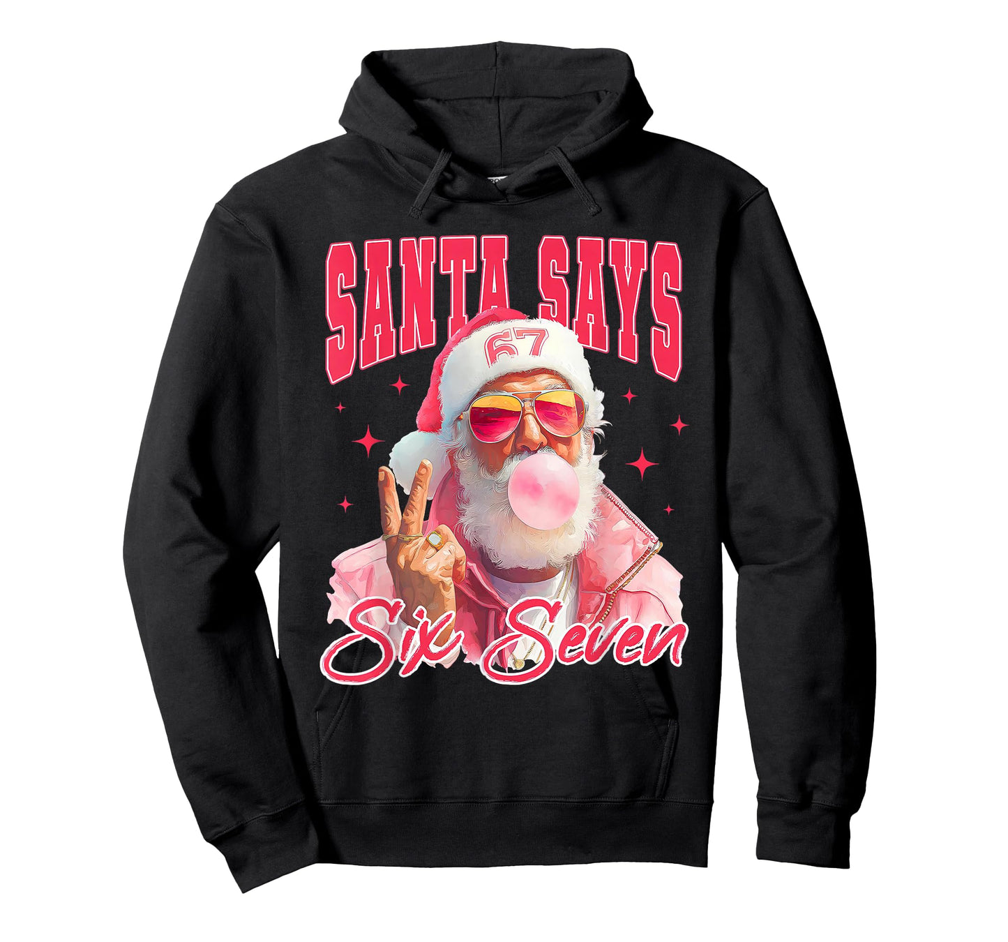 Santa Says Six Seven Meme 67 Christmas Funny Santa Crew Xmas T-Shirt