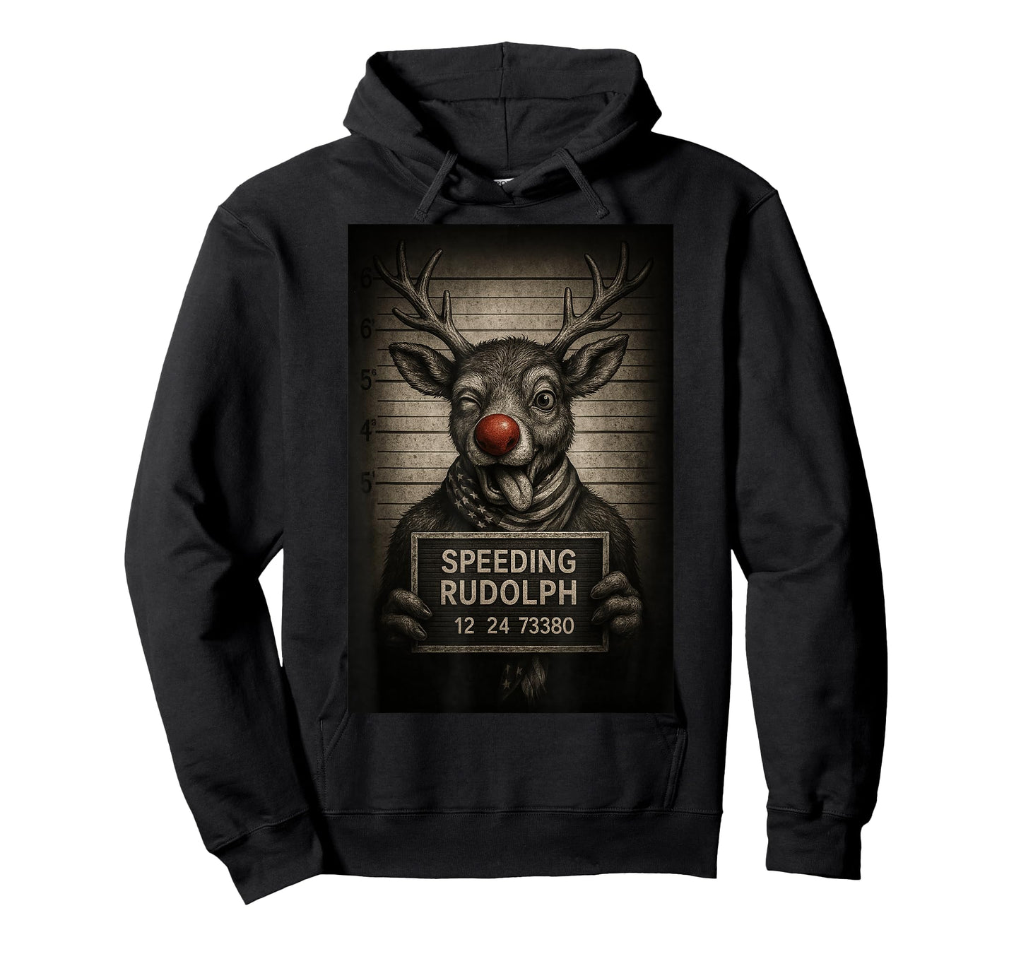 USA Speeding Rudolph – Reindeer Mugshot - Funny Christmas T-Shirt
