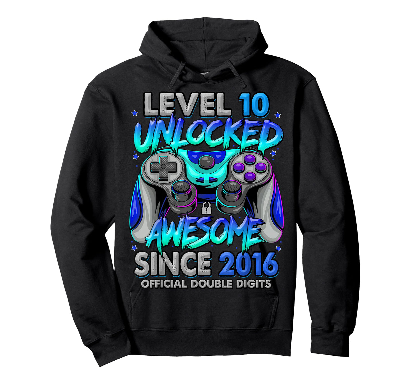 Level 10 Unlocked Awesome Since 2016 10th Birthday Gaming T-Shirt