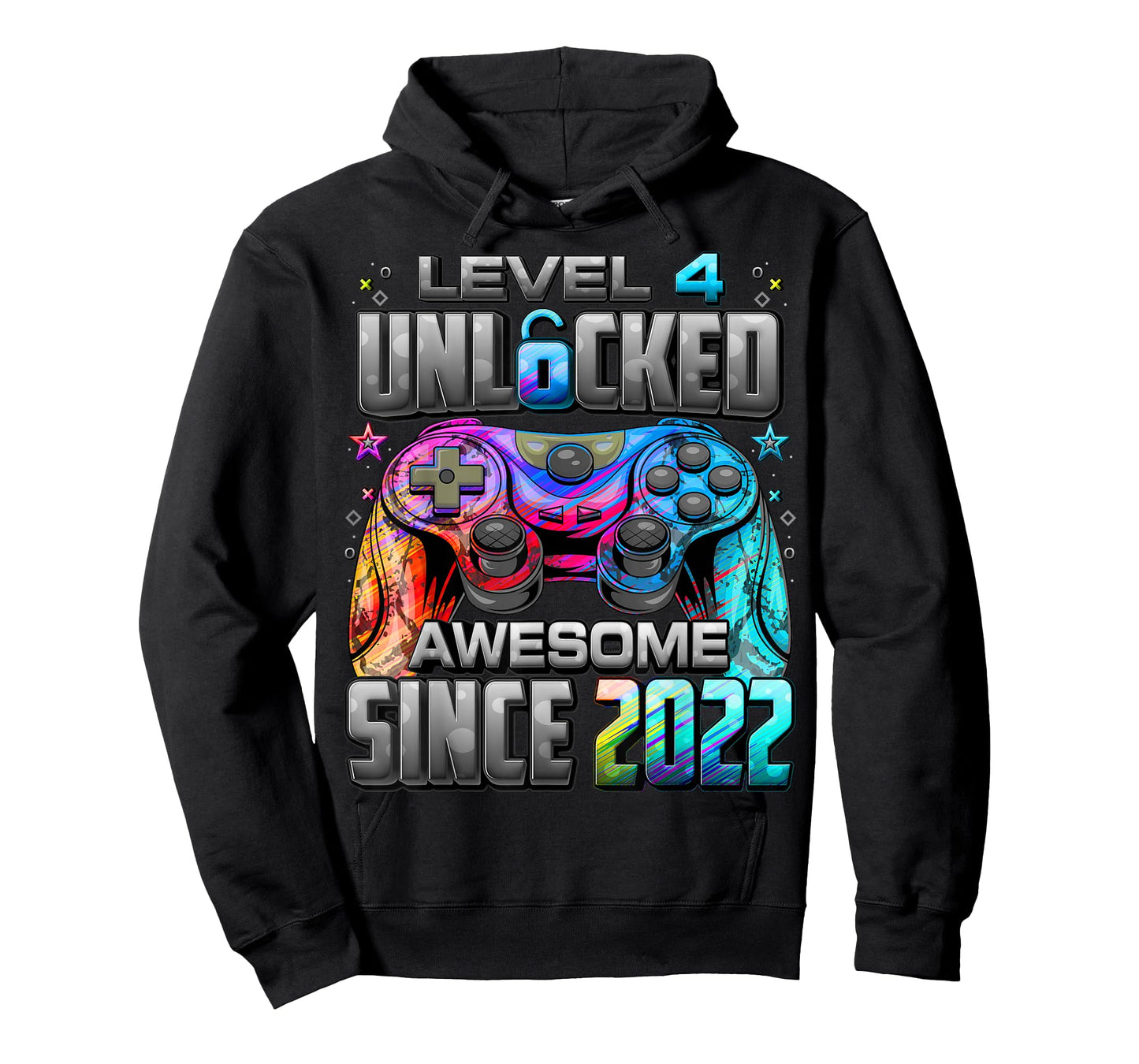 Level 4 Unlocked Awesome Since 2022 4th Birthday Gaming T-Shirt