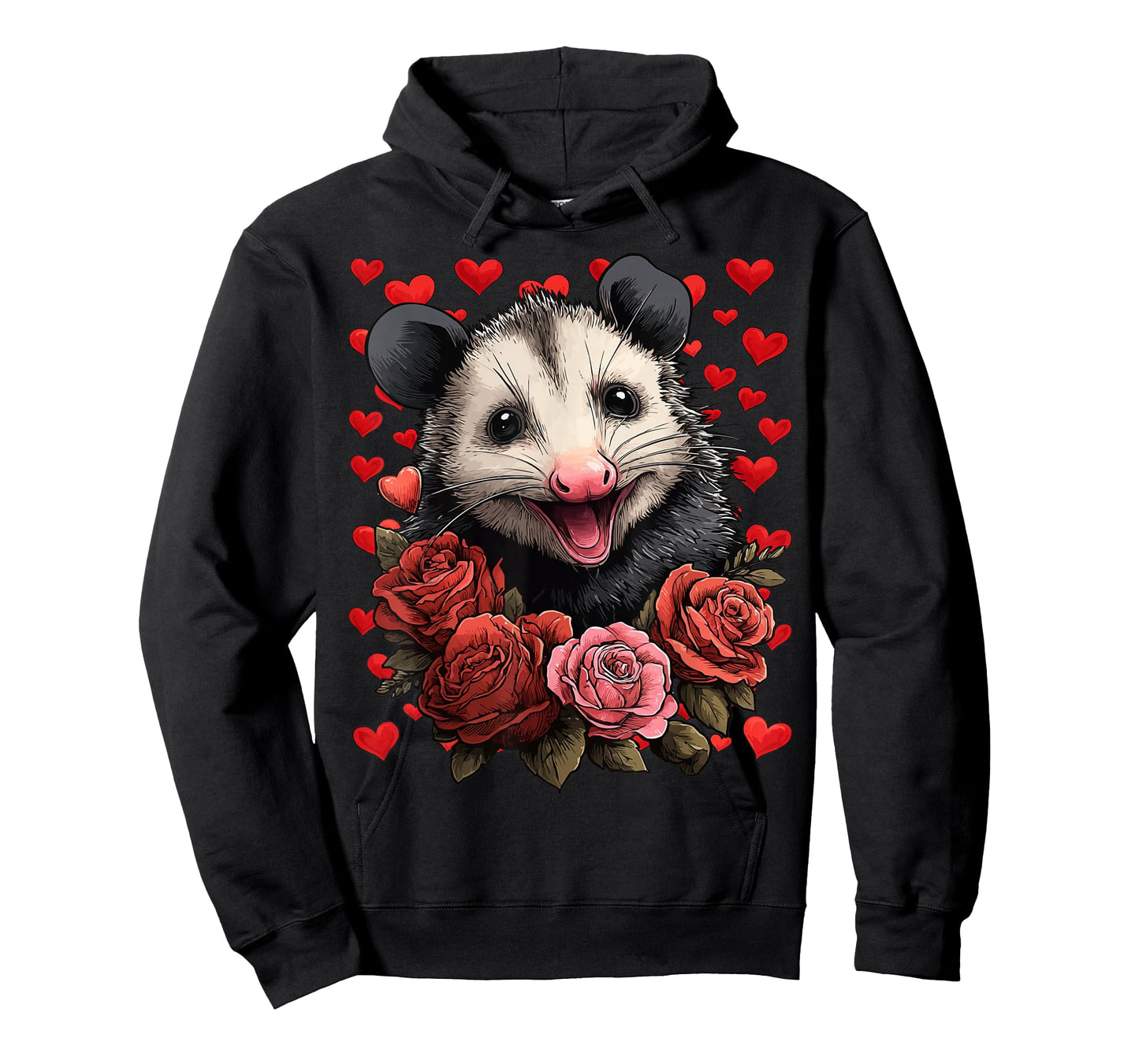 Cute Opossum with Red Roses Hearts Valentine’s Day Possum T-Shirt