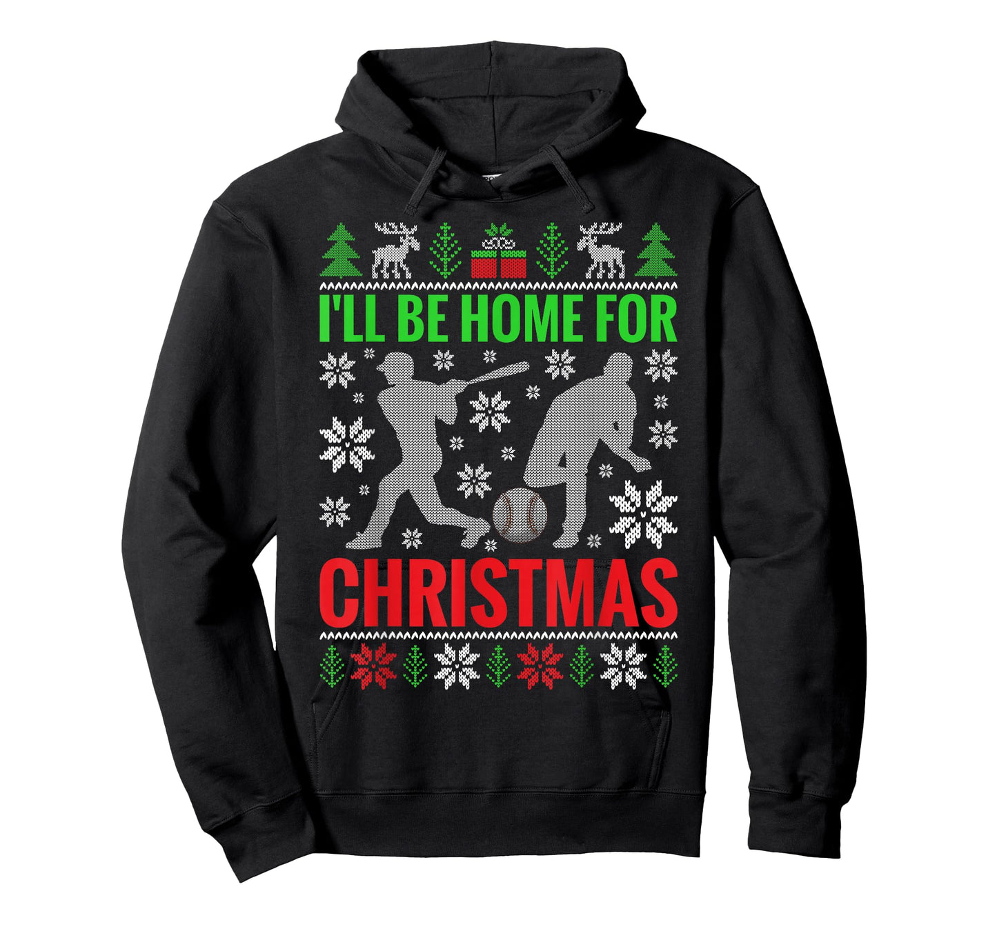I'll Be Home for Christmas Baseball Funny Xmas T-Shirt