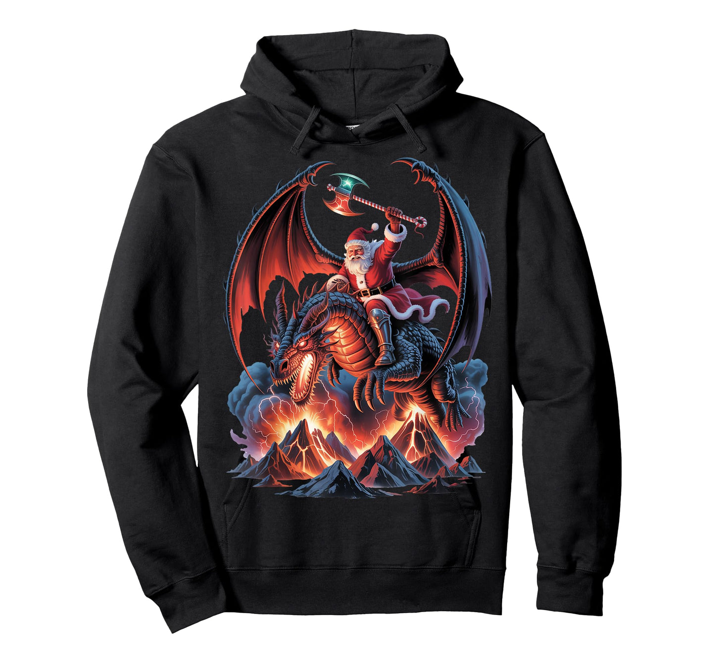 Epic Christmas Fantasy - MMO Mystic Santa Riding Dragon T-Shirt