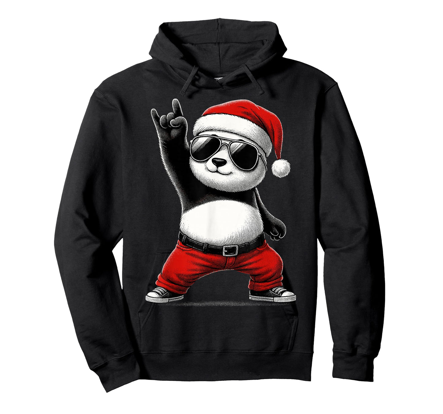 Panda Santa Rock On Men Women Kids Funny Panda T-Shirt