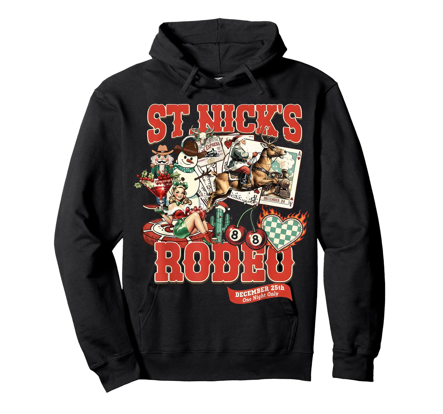 St. Nick’s Rodeo Retro Western Christmas Collage Santa T-Shirt