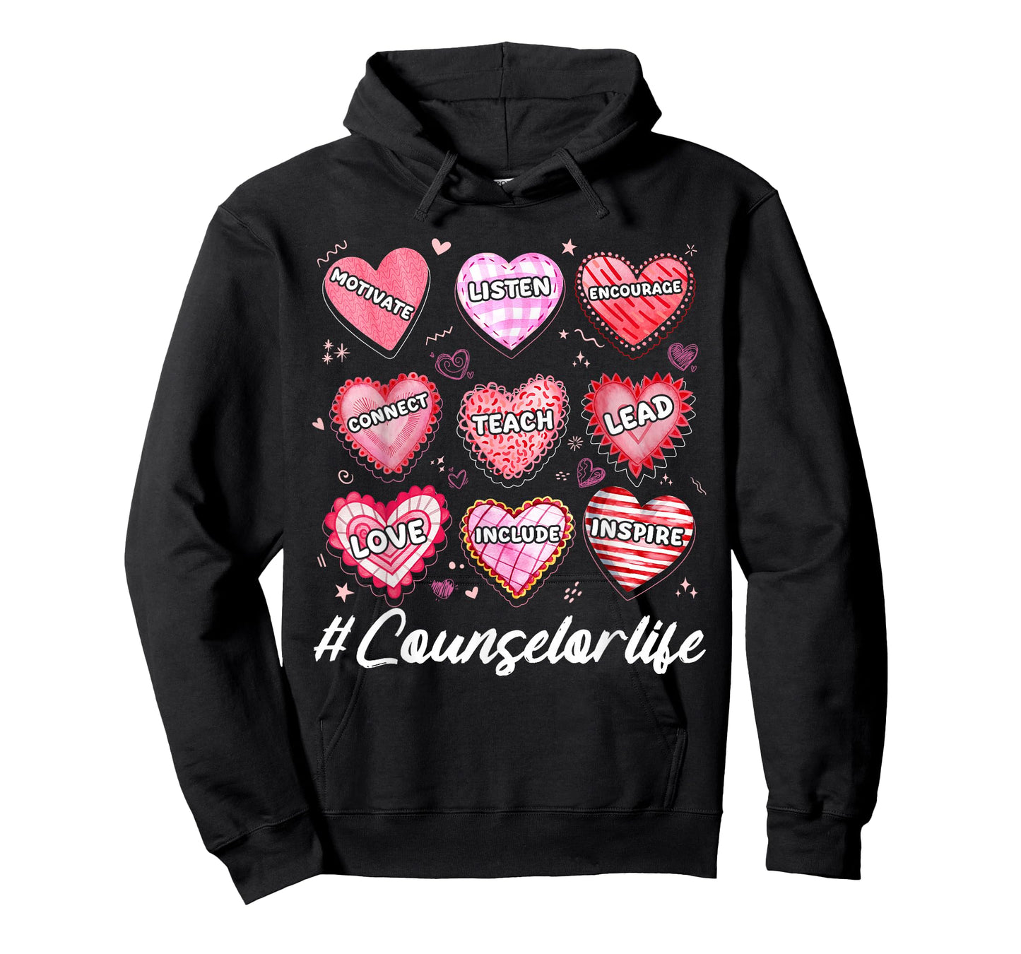 School Counseling Counselor Life Hearts School Valentine T-Shirt