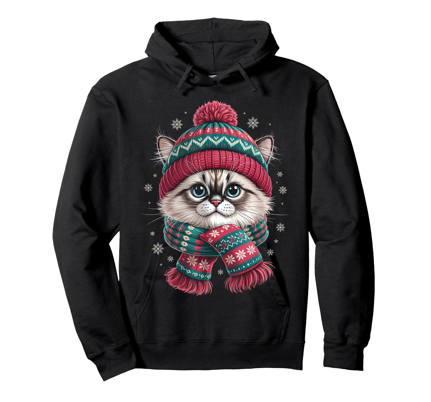 Funny Ragdoll Cat Santa Hat Christmas Lights T-Shirt