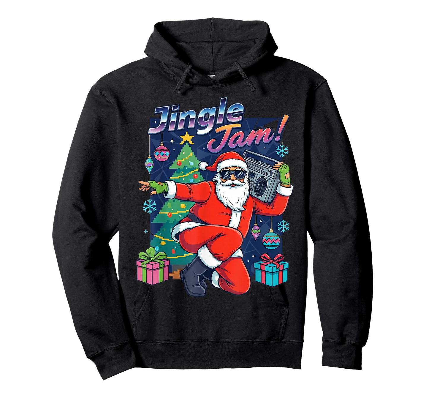 Jingle Jam Santa – Funky Christmas Boombox Party Design T-Shirt