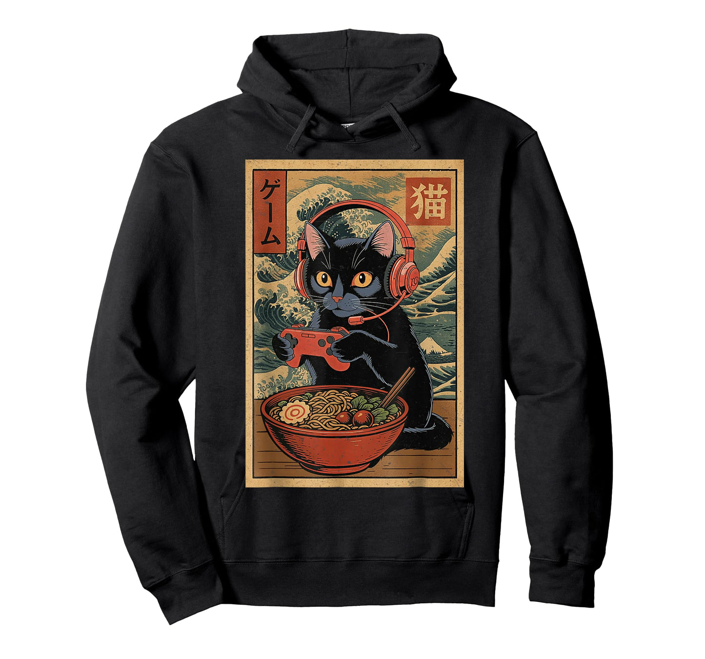 Cute Kawaii Gamer Cat Funny Ramen Retro Japanese Cat Gaming T-Shirt