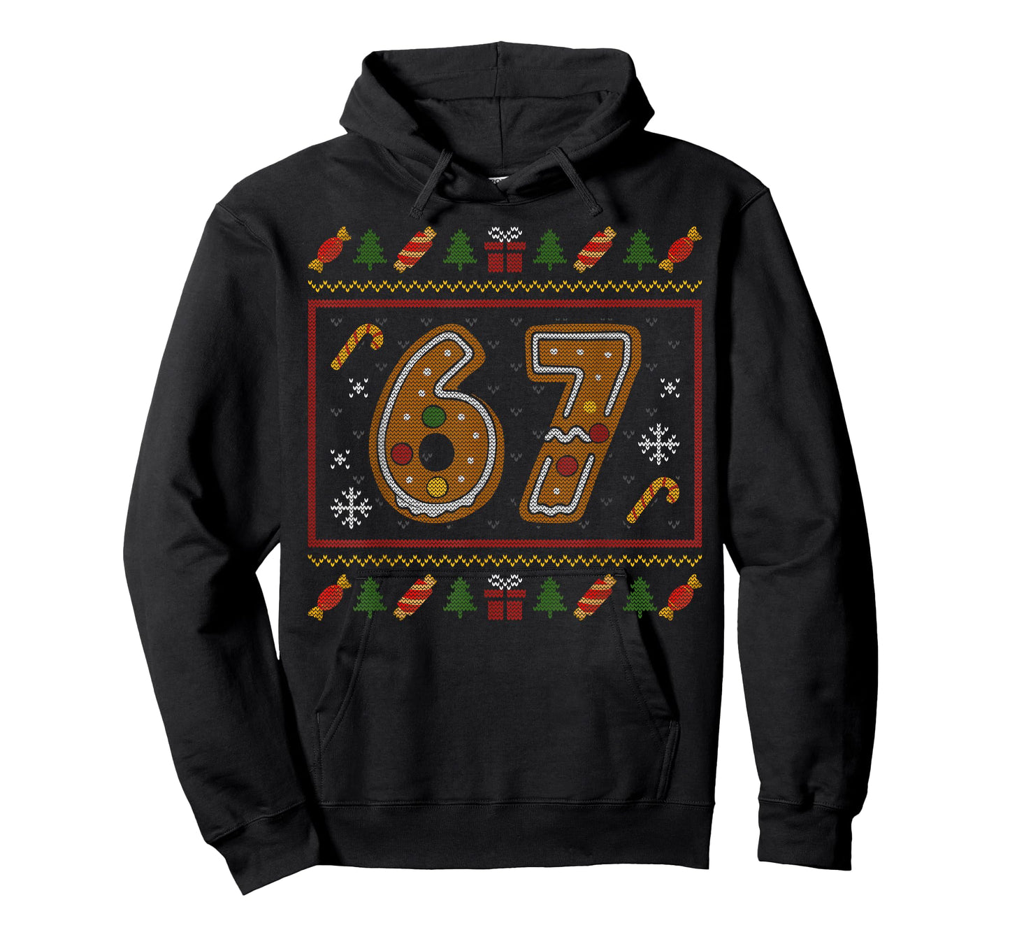 67 Meme Candy Cane Gingerbread Christmas Ugly Sweater Xmas T-Shirt