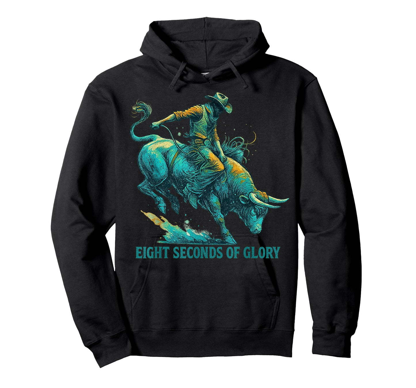 Eight Seconds of Glory Teal Bull Rider Western Art T-Shirt