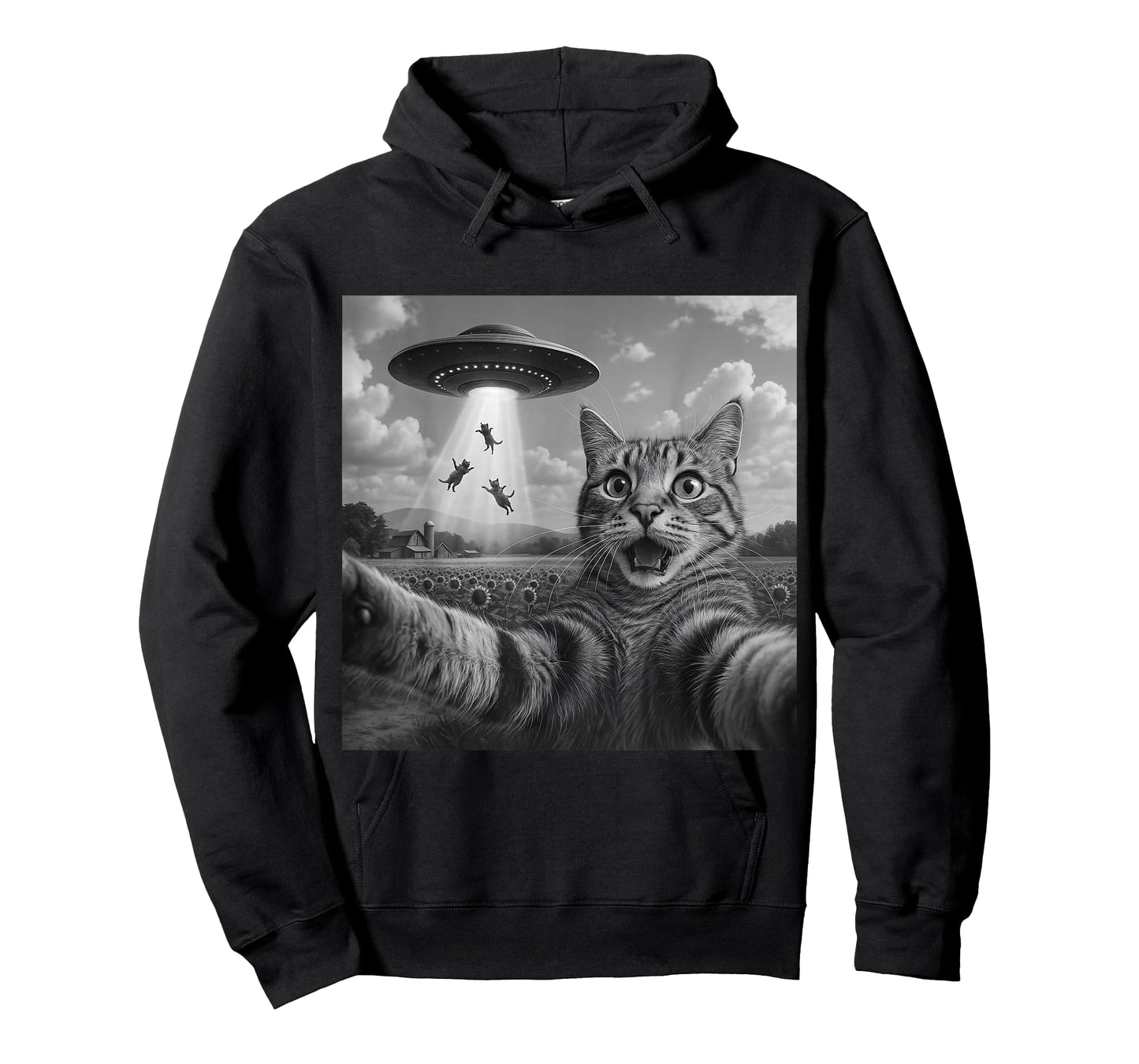 Alien Cat Selfie UFO Gifts Men Teen Boys Graphic Funny Cat T-Shirt