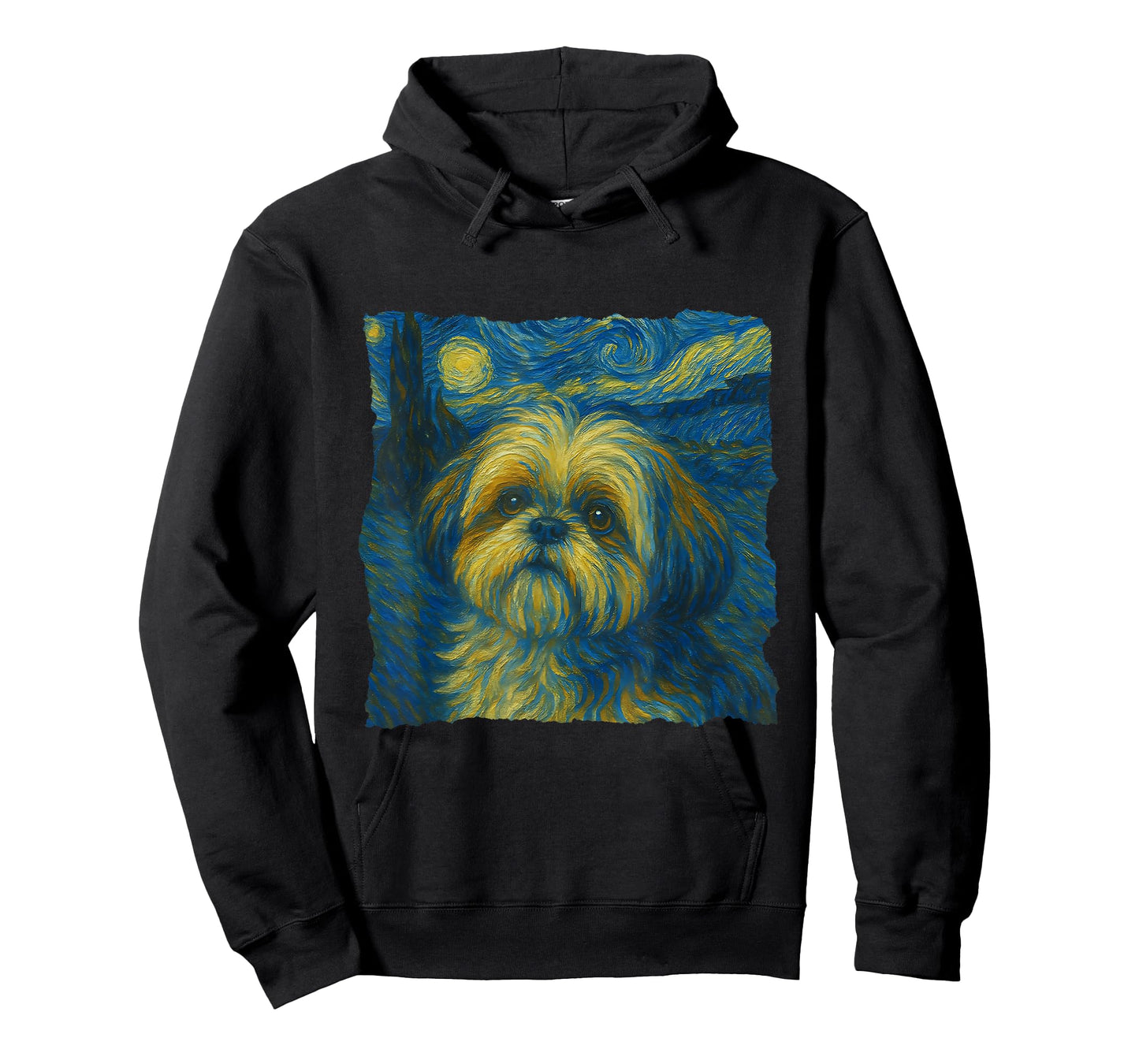 Shih Tzu Dog Art Starry Night Style Painting Dog Lovers T-Shirt