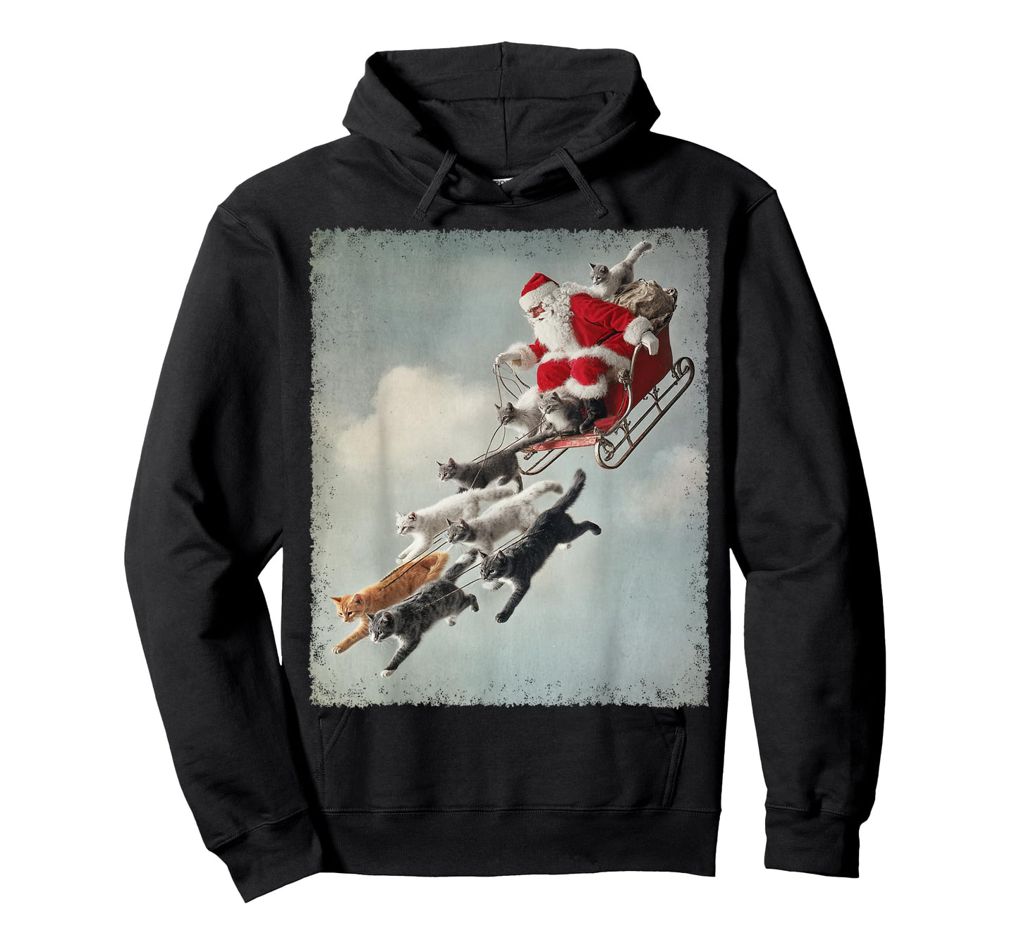 Cats Pulling Santa's Sleigh Christmas T-Shirt