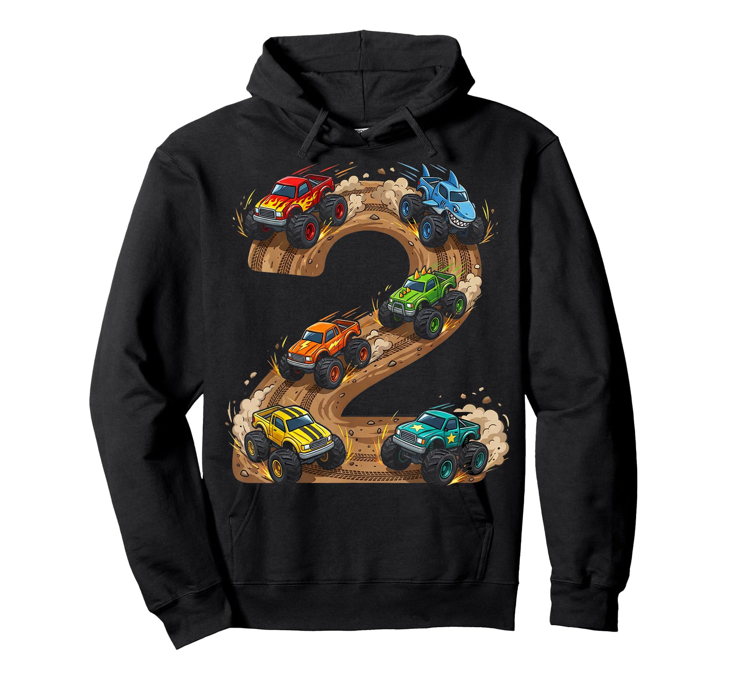 2 Year Old Monster Truck Boy Toddler 2nd Birthday Party T-Shirt
