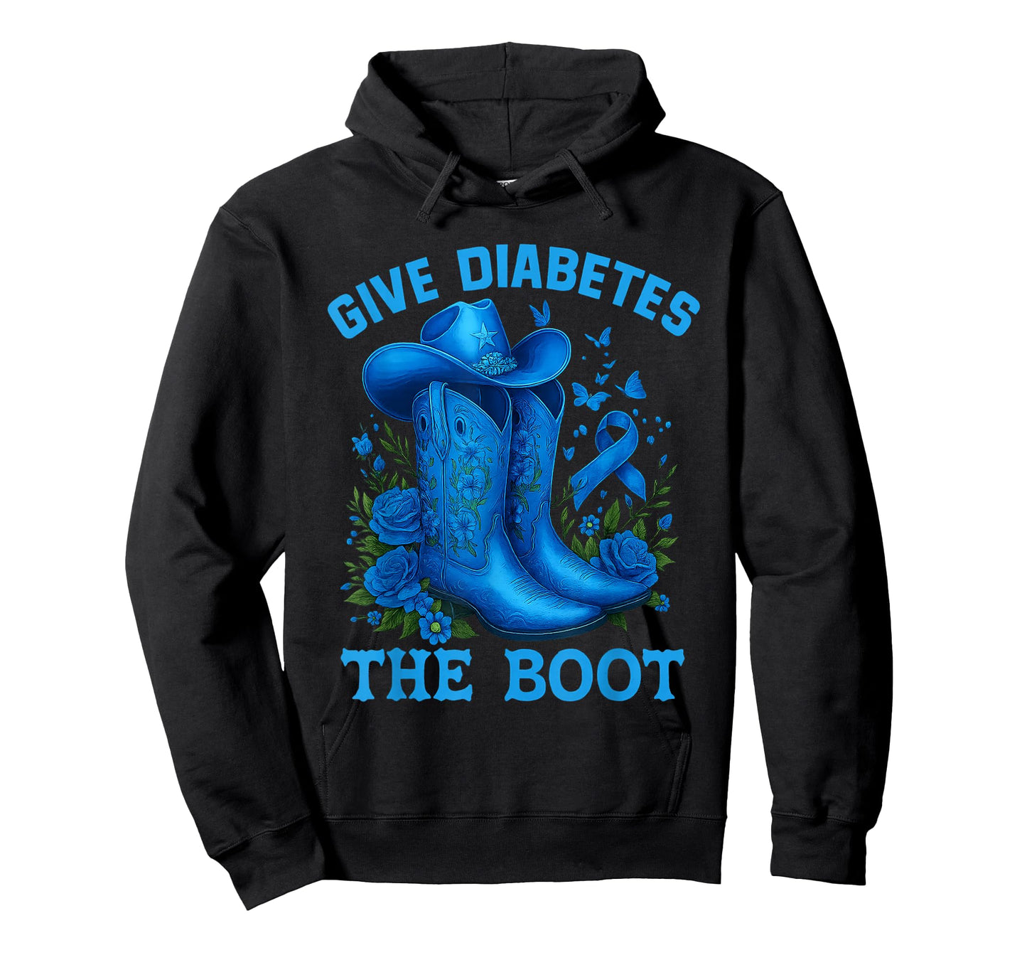 Give Type 1 Diabetes The Boot Cowgirl T1d Blue Ribbon T-Shirt