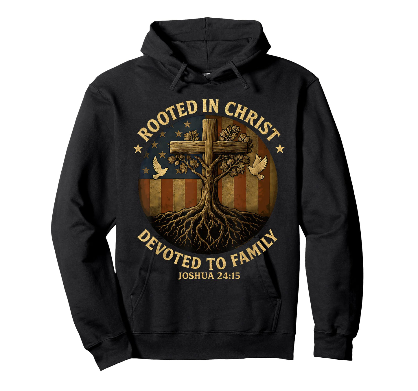 Patriotic Rooted in Christ and Family with Verse Christian T-Shirt