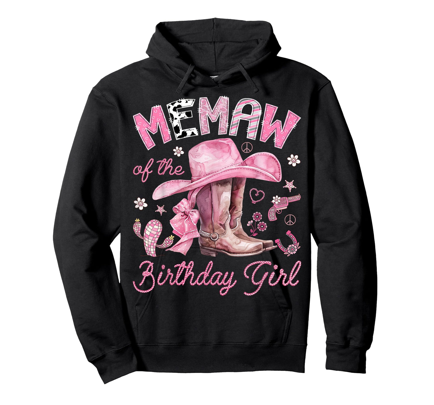 Memaw of The Birthday Girl Pink Cowgirl Western Rodeo T-Shirt