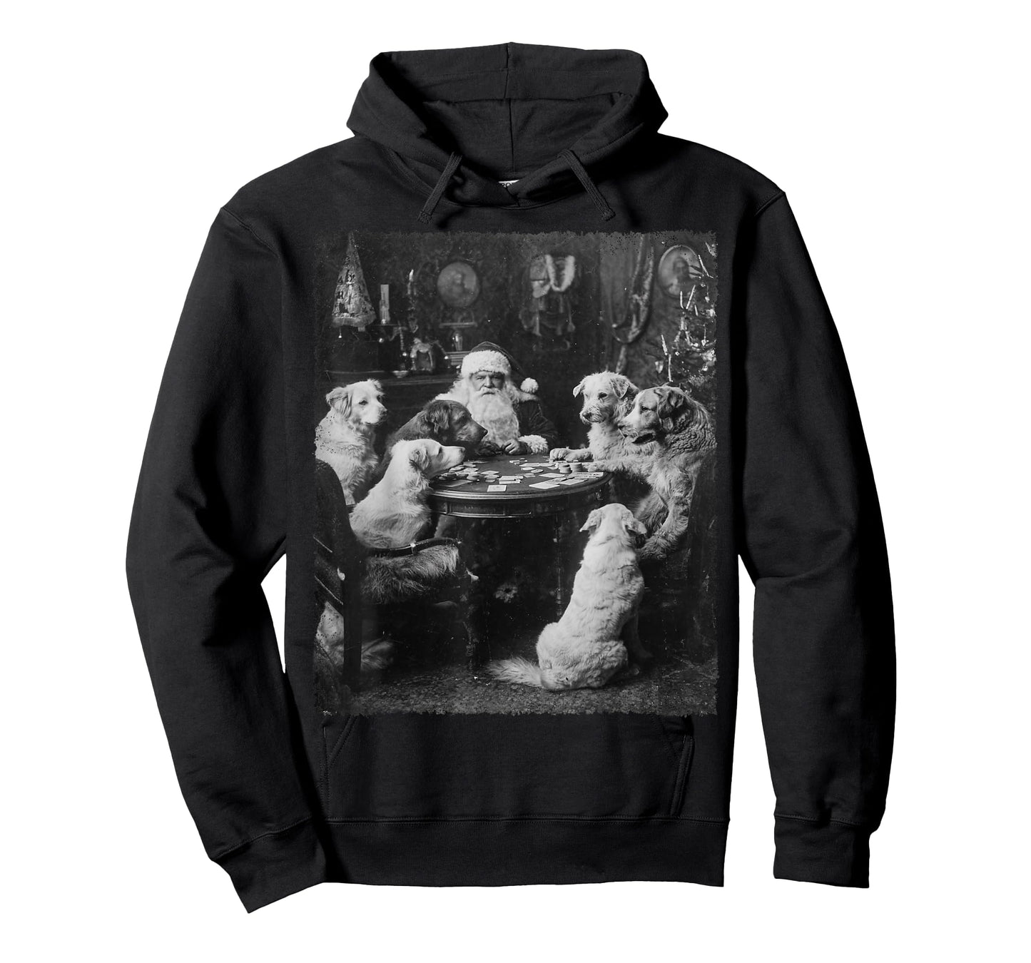 Santa Playing Cards Dogs Playing Poker Christmas Design T-Shirt