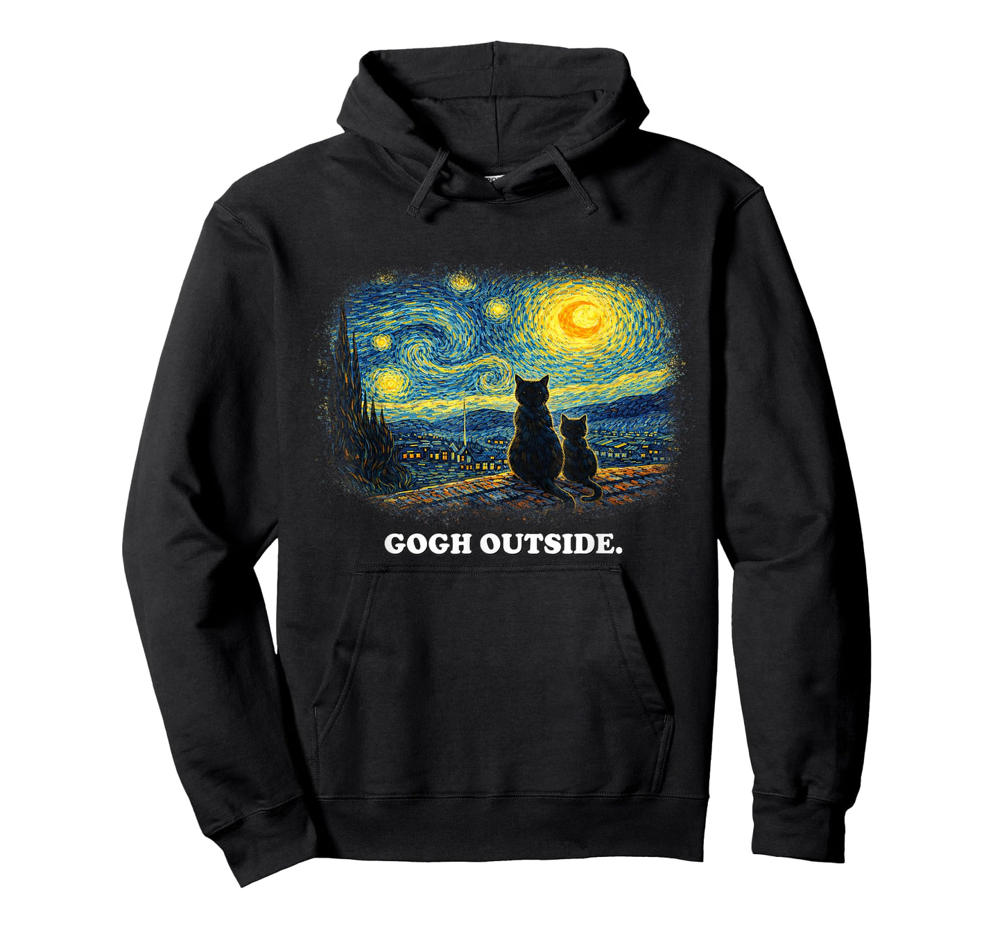 Gogh Outside Starry Black Cat Night Vincent Van Gogh T-Shirt