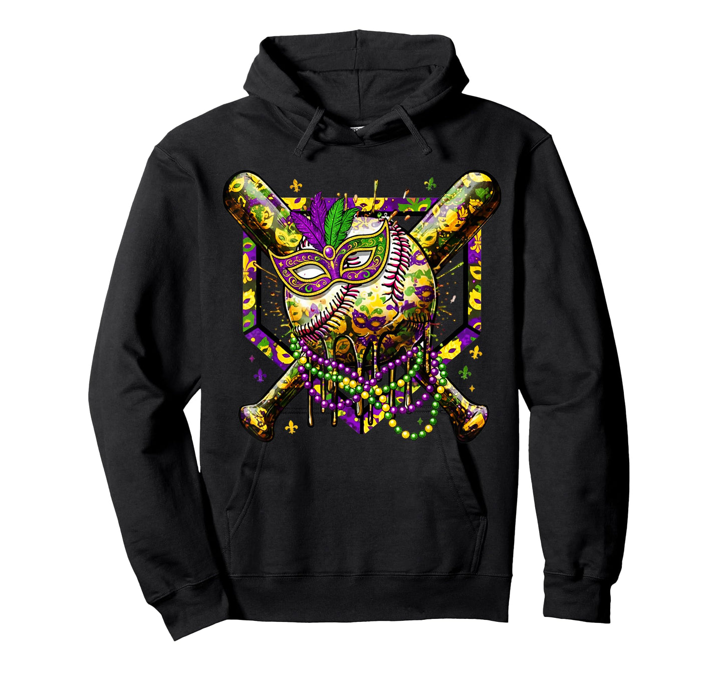 Baseball Mardi Gras Carnival Party Mask Ice Cream Drip Boys T-Shirt