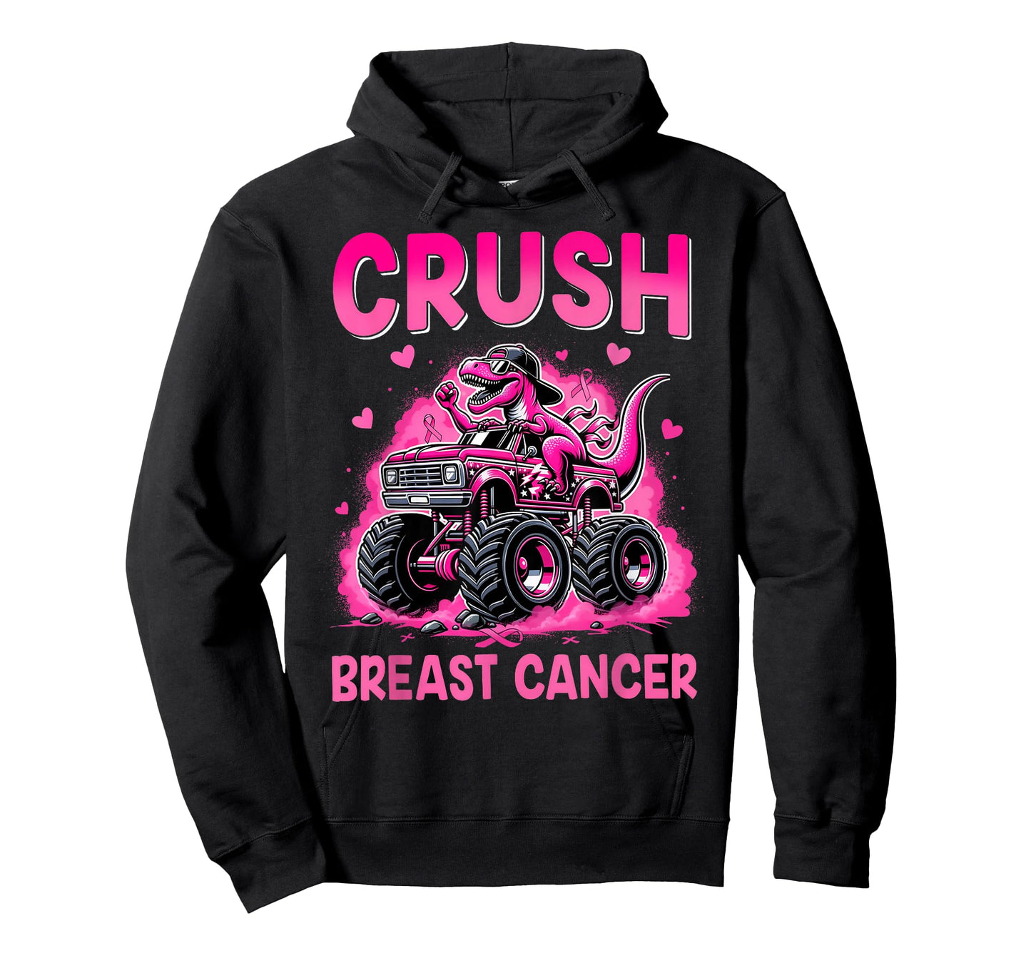 Crush Breast Cancer Awareness Monster Truck Toddler Boy Kids T-Shirt