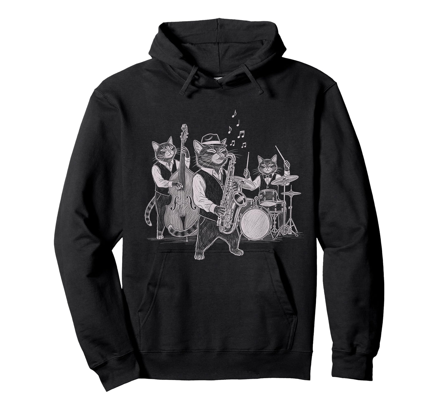 Cats Playing Jazz Saxophone Drums Art Music Lover T-Shirt