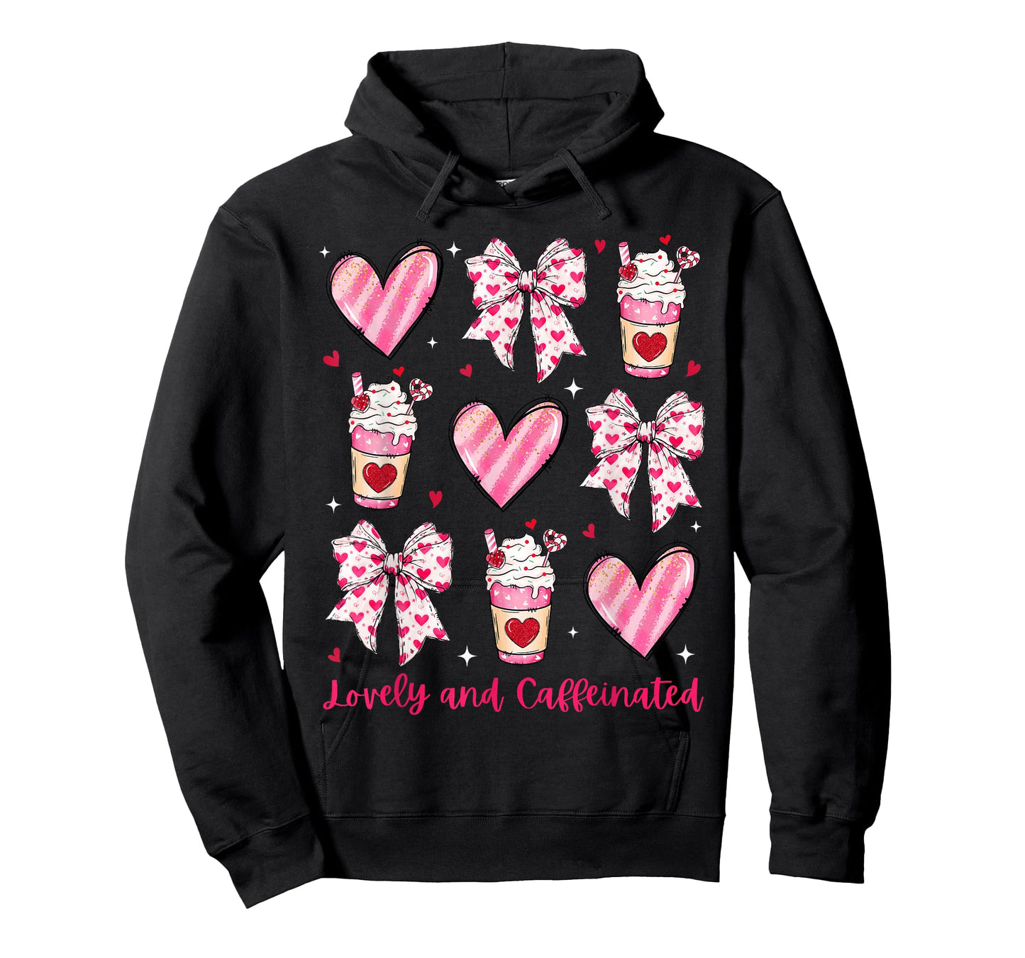 Lovely and Caffeinated Coquette Bow Coffee Lover Girl Women T-Shirt
